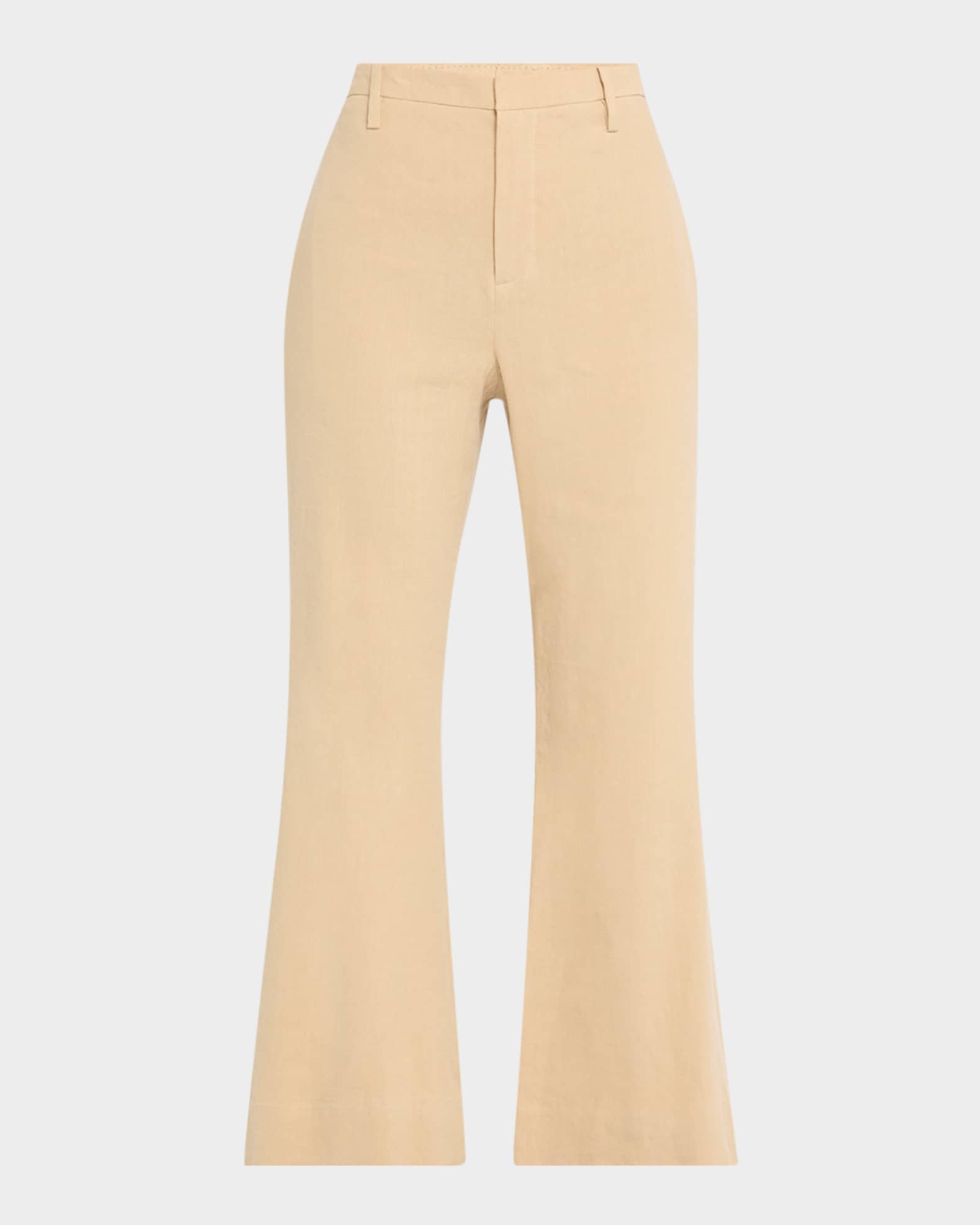 Mid-Rise Cropped Flare Trousers 0