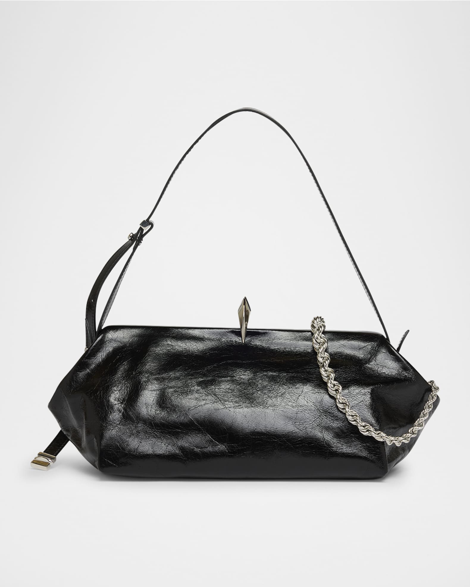 Sophia Crinkled Leather Shoulder Bag 0