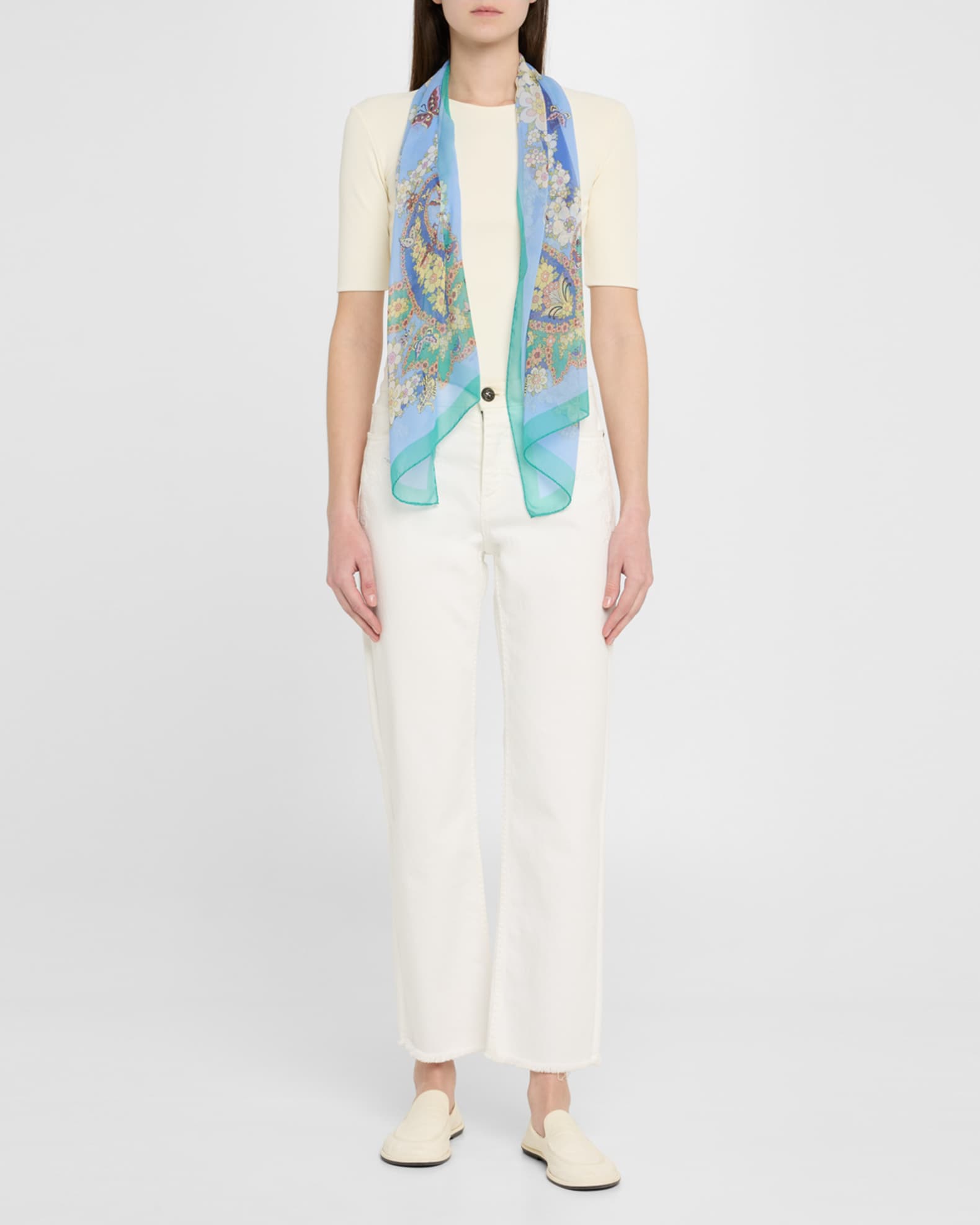Tosca Paisley-Print Silk Scarf 1