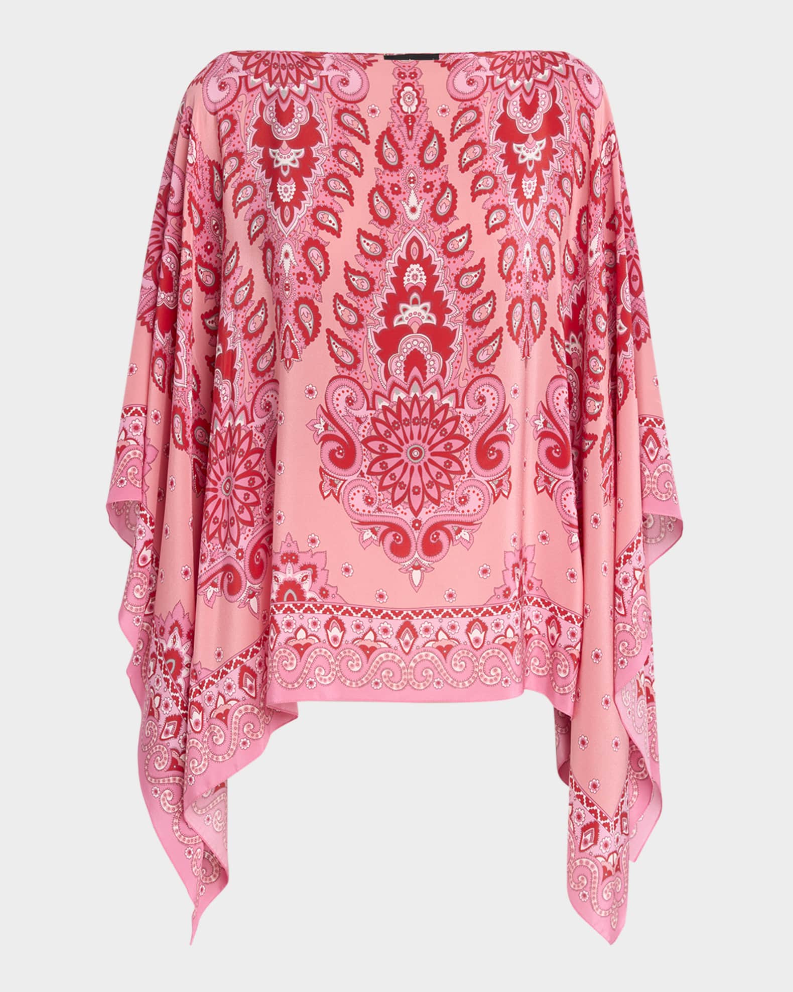 Pink Paisley Silk Poncho 0