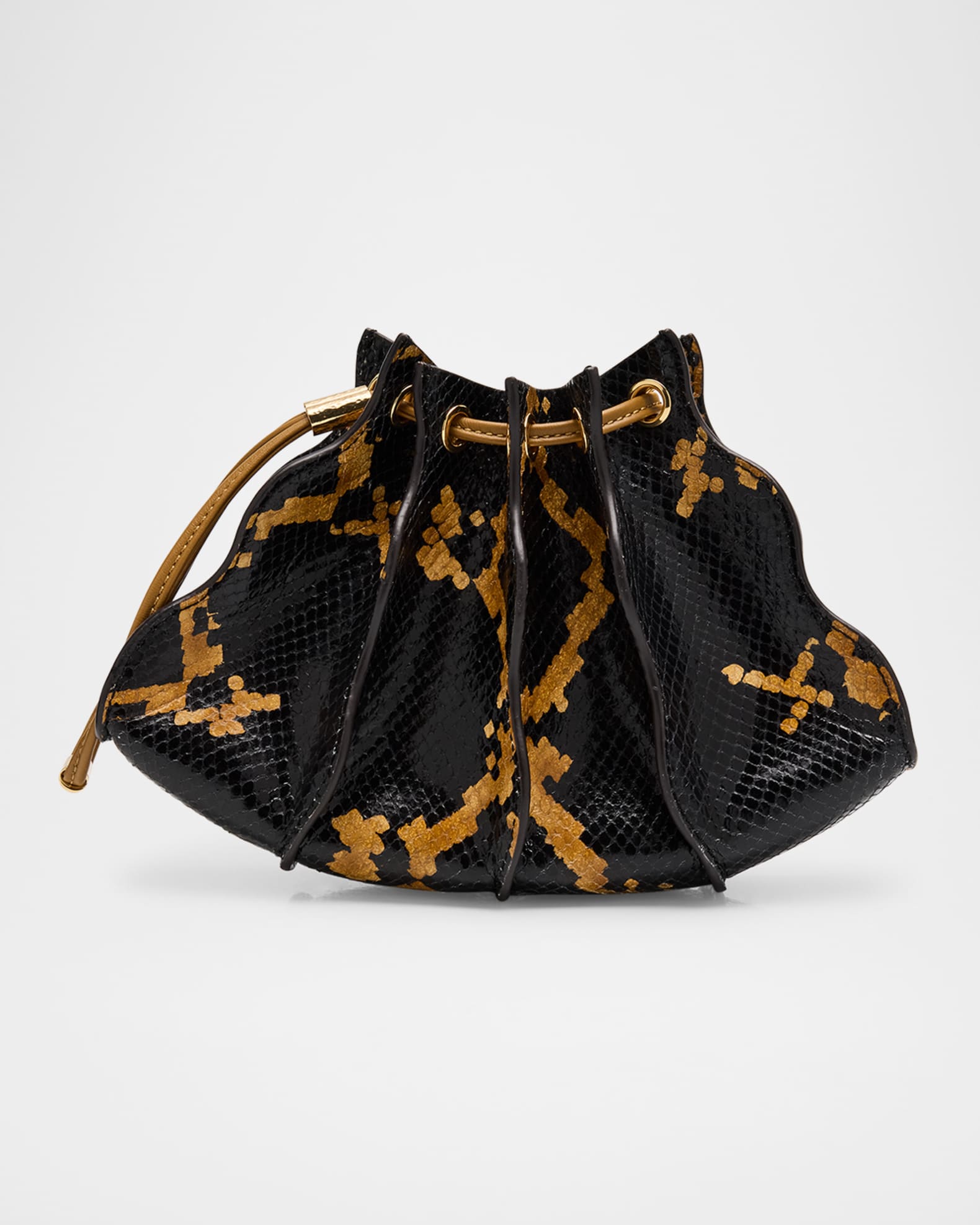 Adria Pleated Wave Snake-Print Wristlet 0