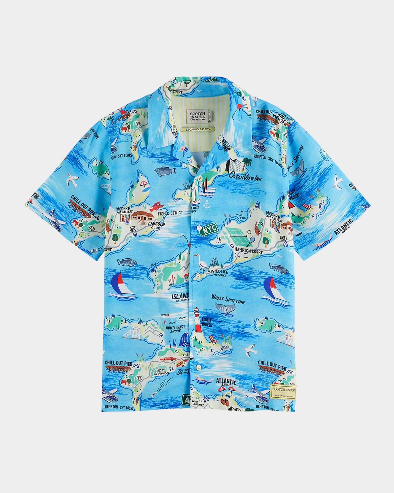 Boy's Map-Print Button-Front Shirt, Size 4-12 0