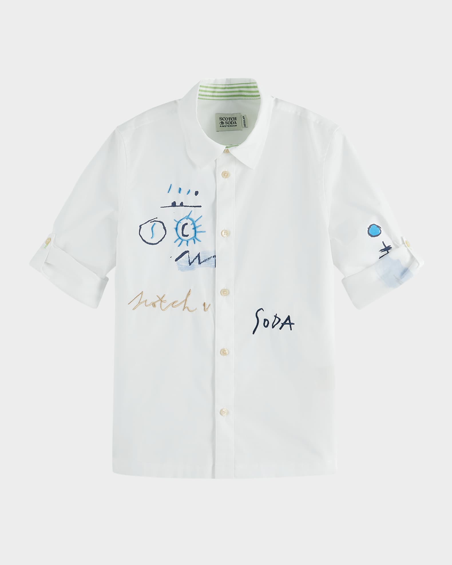 Boy's Embroidered Artwork Button-Front Shirt, Size 4-12 1