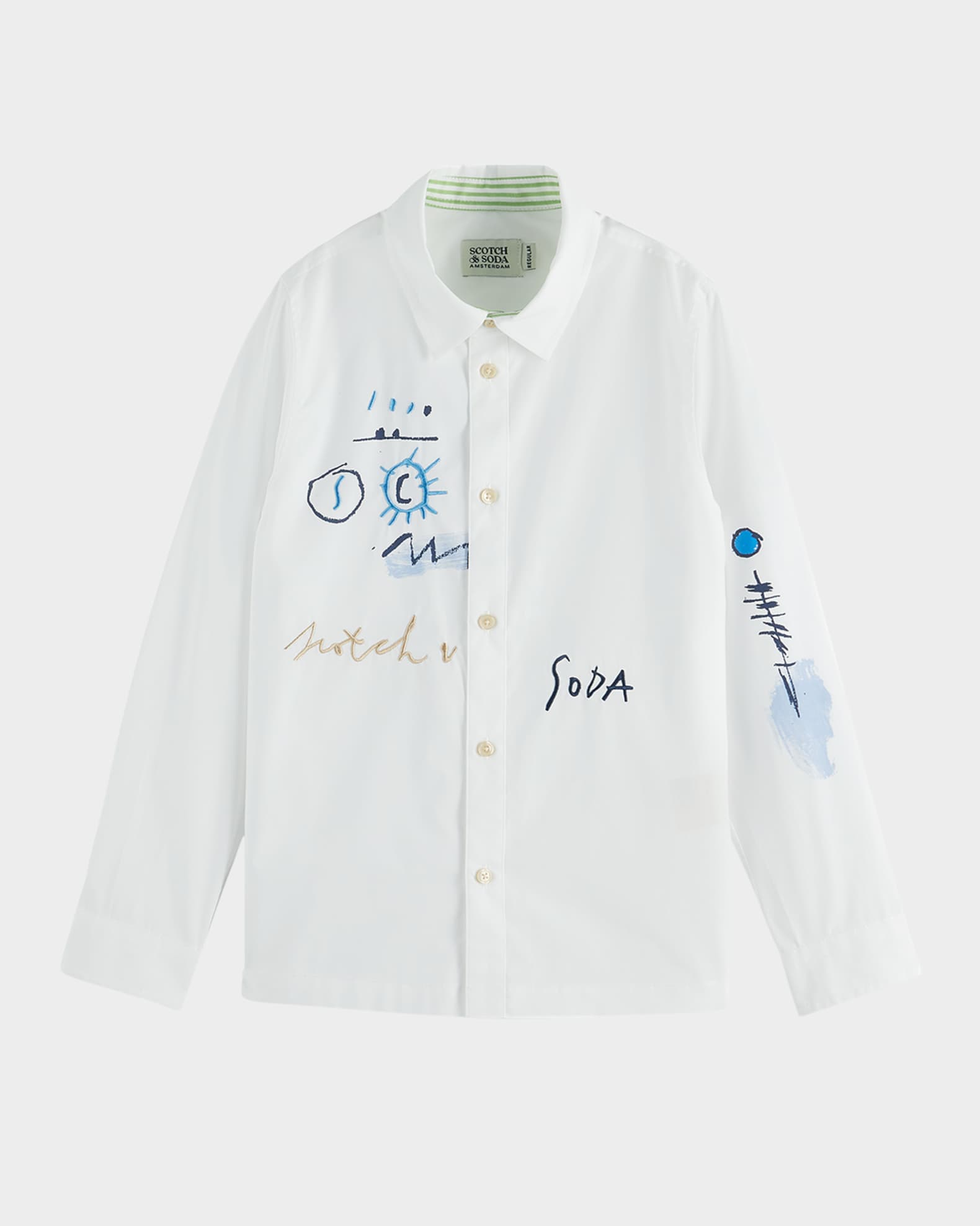 Boy's Embroidered Artwork Button-Front Shirt, Size 4-12 0