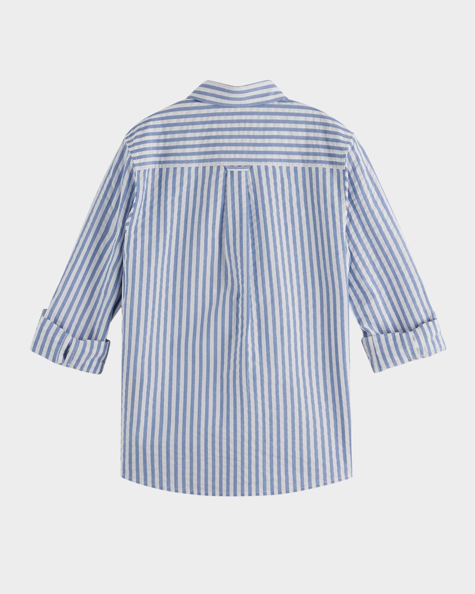 Boy's Striped Seersucker Long-Sleeve Shirt, Size 4-12 1