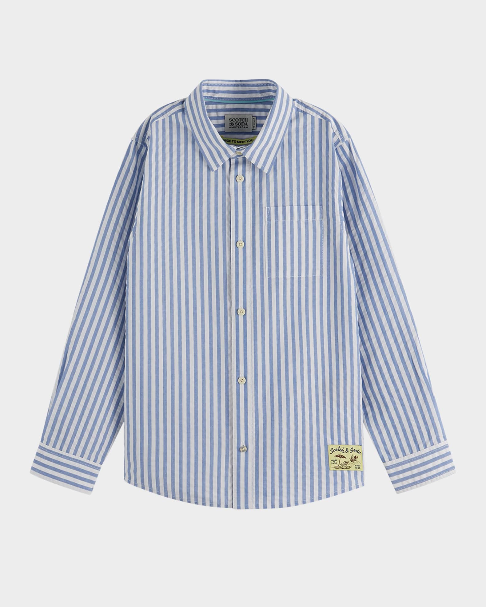 Boy's Striped Seersucker Long-Sleeve Shirt, Size 4-12 0
