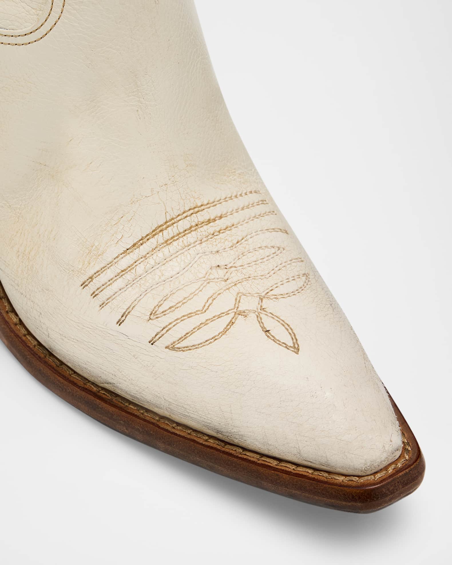 Prada Distressed Calfskin Short Cowboy Boots | Neiman Marcus