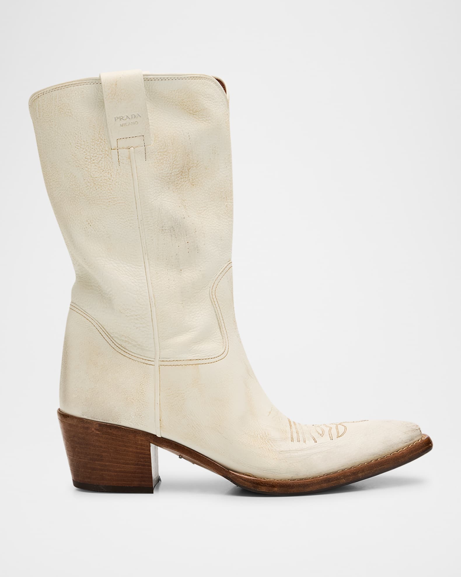 Distressed Calfskin Short Cowboy Boots 0