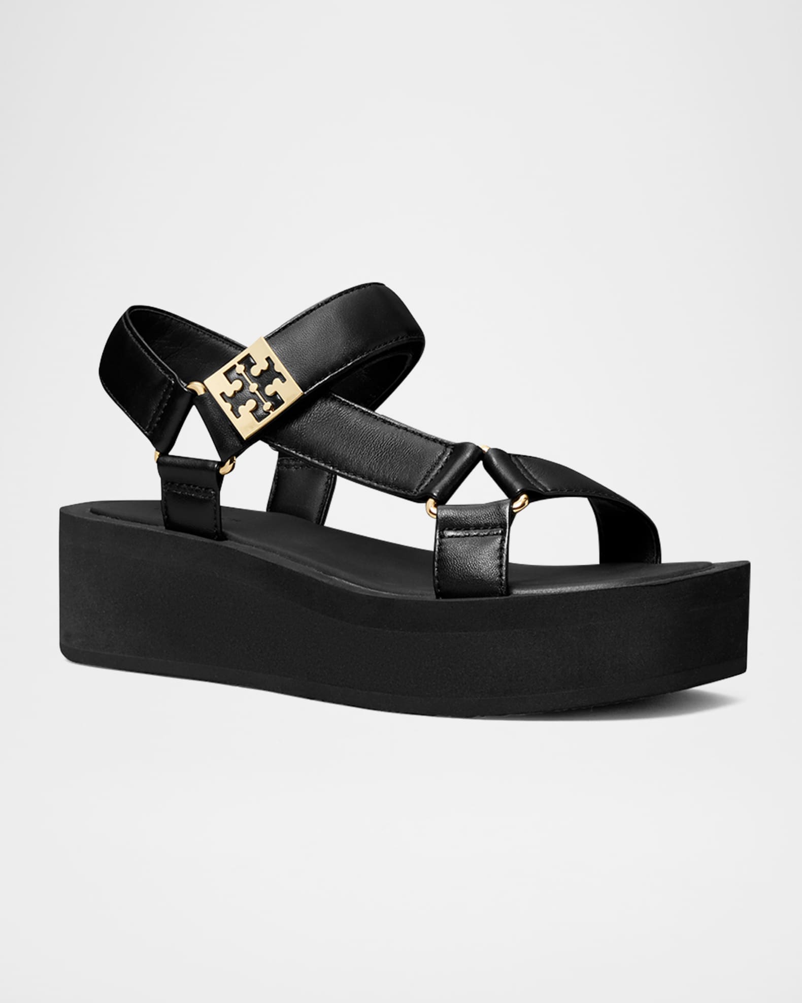 【関税&送料込】Tory Burch Mellow Leather Wedge Sandals Tory Burch Mellow Leather Grip Platform Sandals | Neiman Marcus