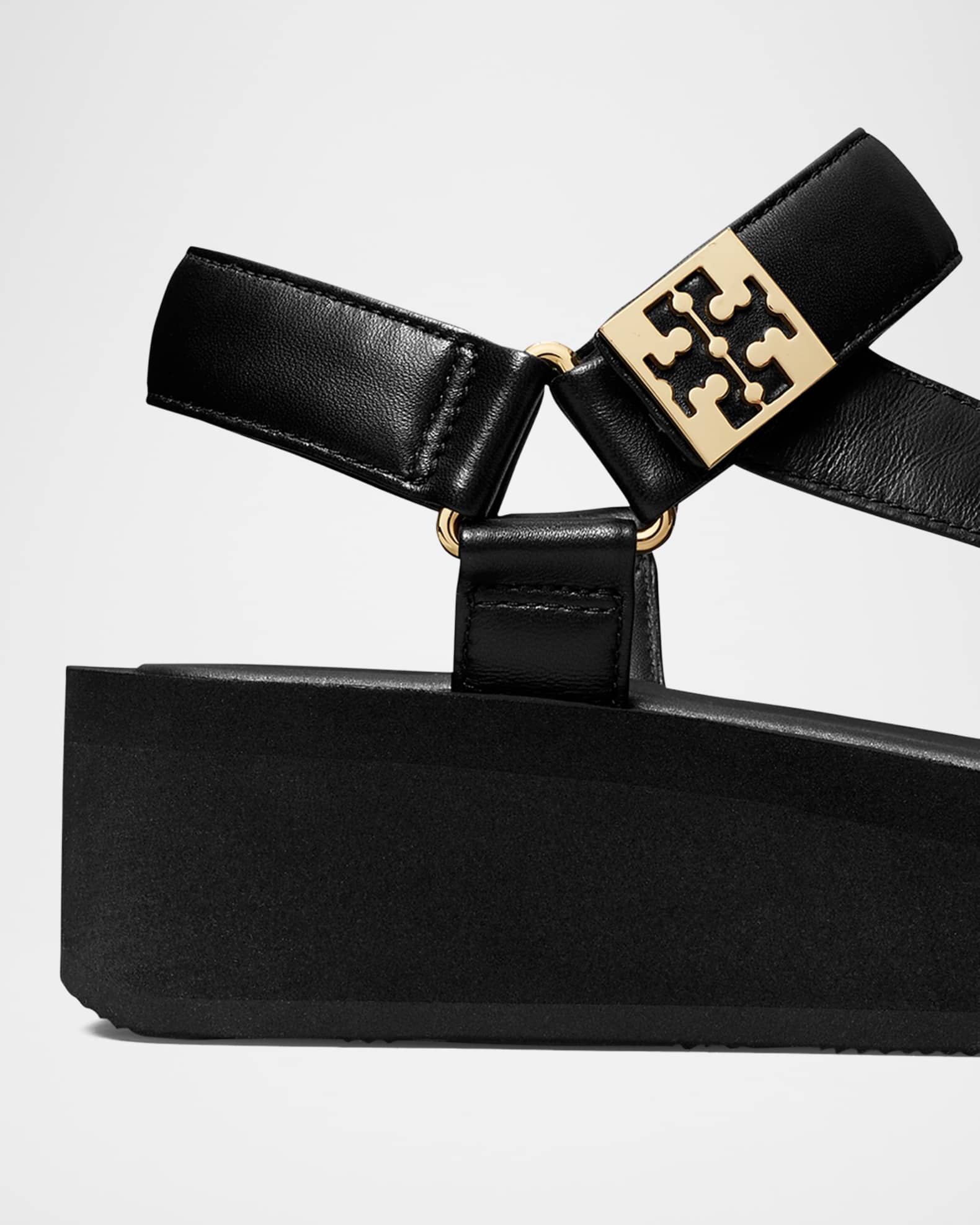 サンダル・ミュール TORY BURCH Mellow leather wedge sandals Mellow leather platform sandals in black - Tory Burch