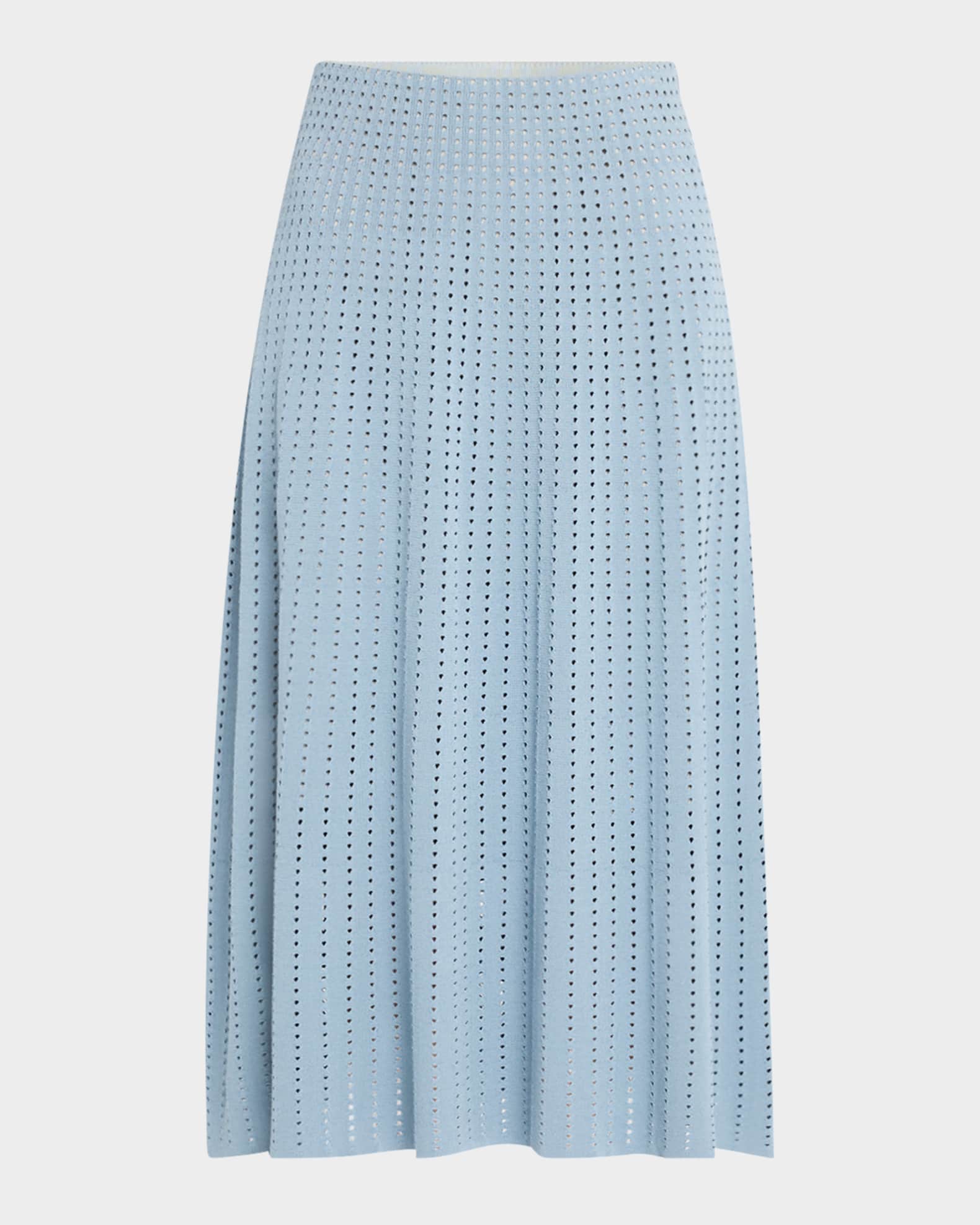 A-Line Pointelle Stitch Midi Skirt 0