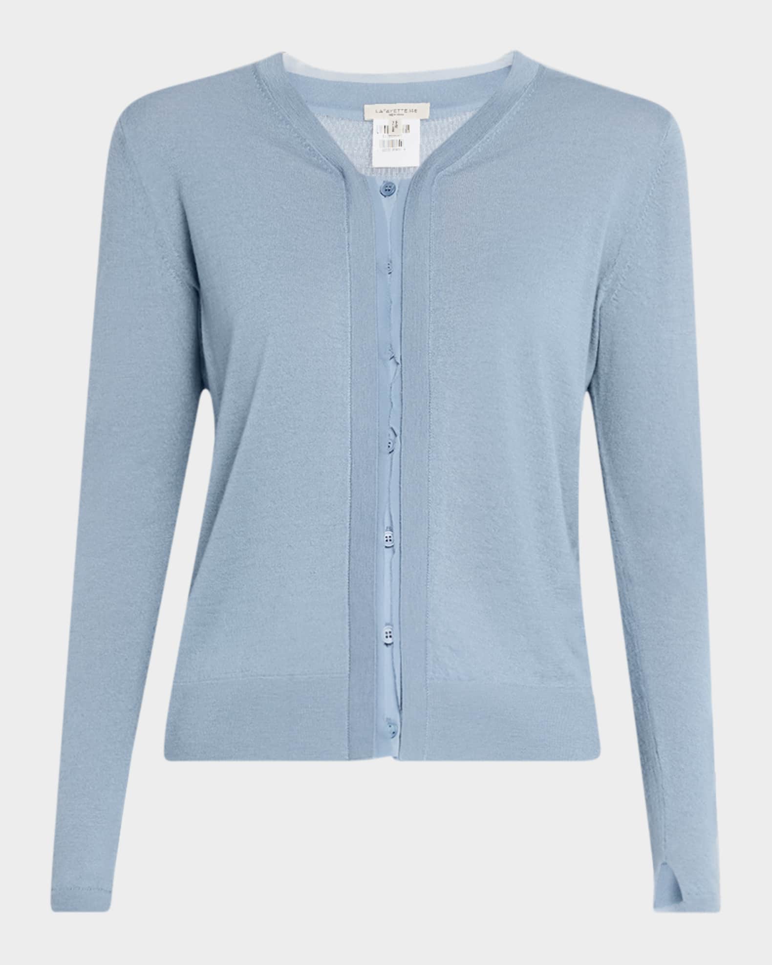 Chiffon-Trim Cashmere Cardigan