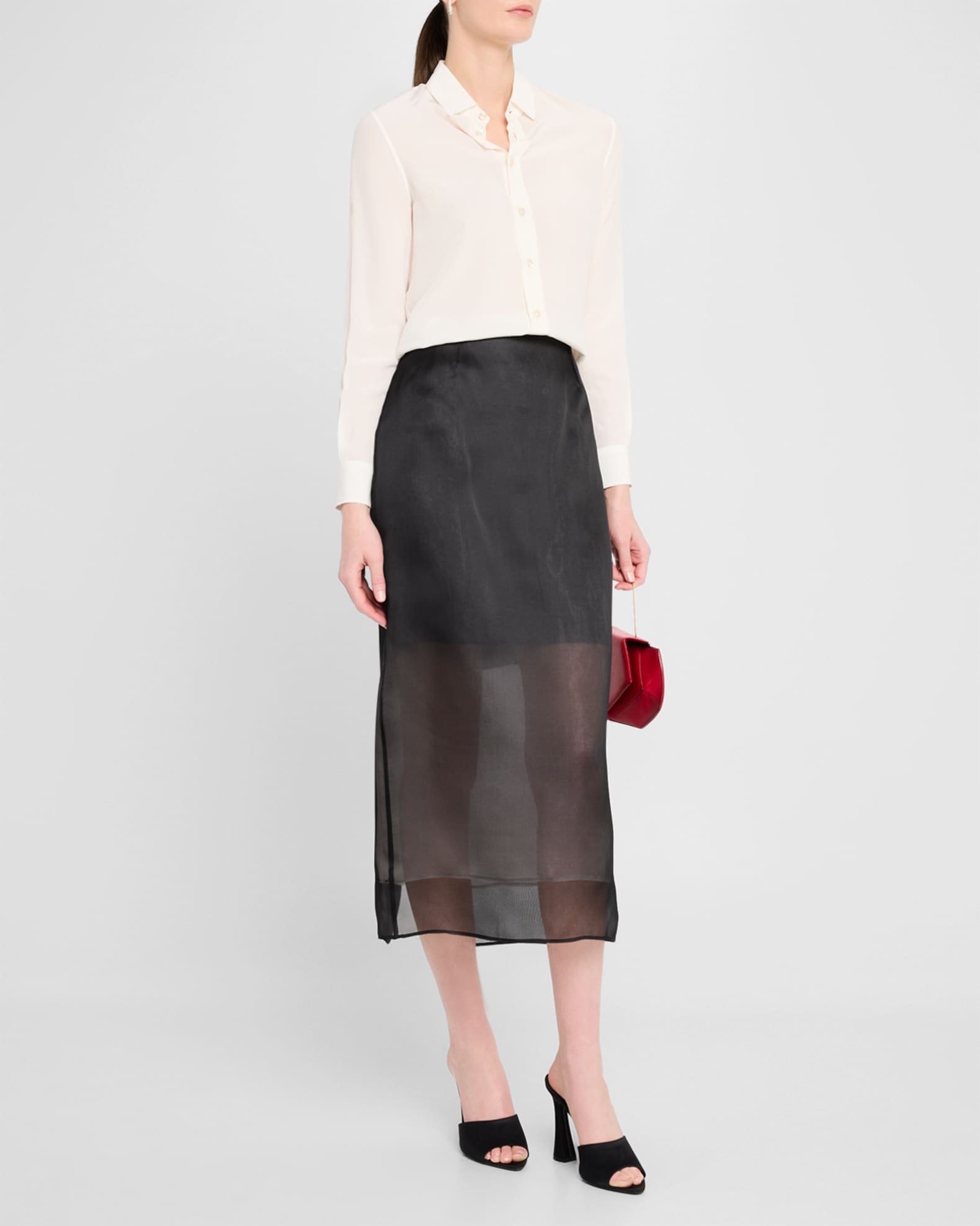 Layered Silk Organza Midi Skirt 1