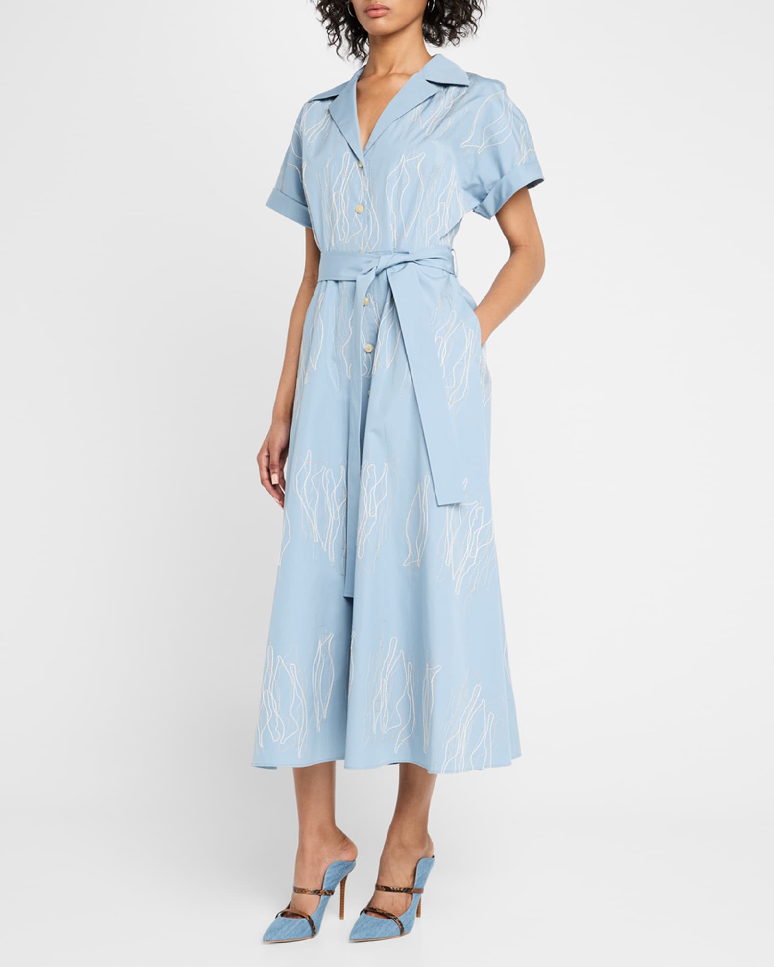 送料関税込☆【Sea NEW YORK】Embroidered Cotton-Poplin Dress Lafayette 148 New York Embroidered Cotton Poplin Midi