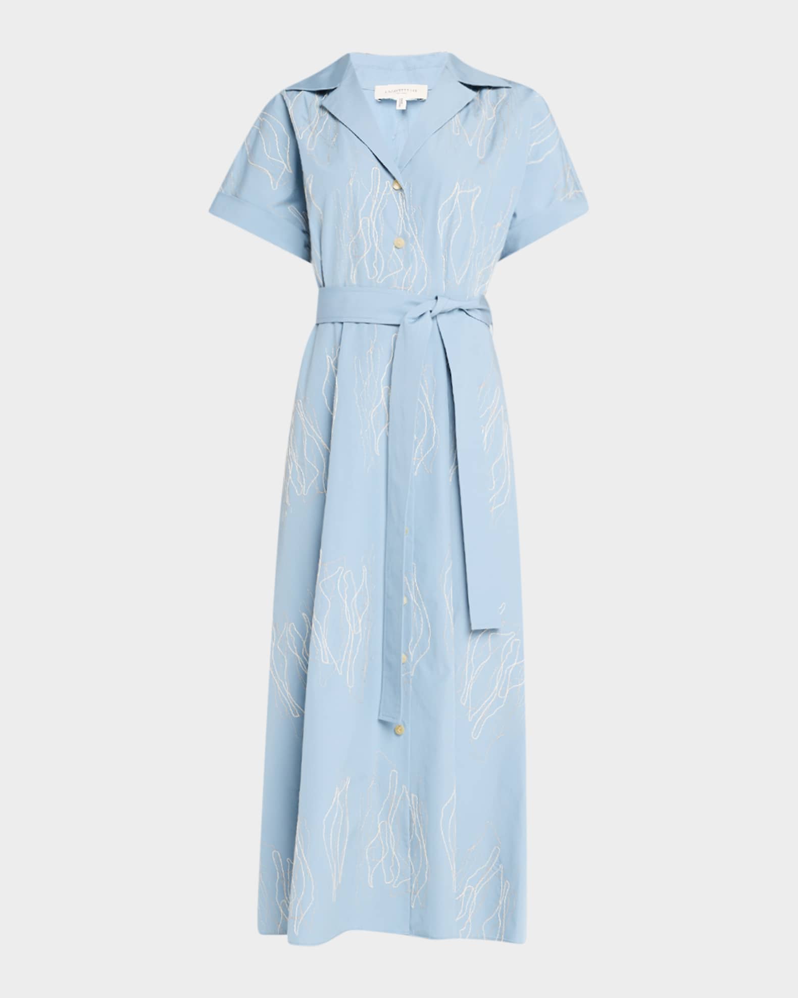 Lafayette 148 New York Embroidered Cotton Poplin Midi