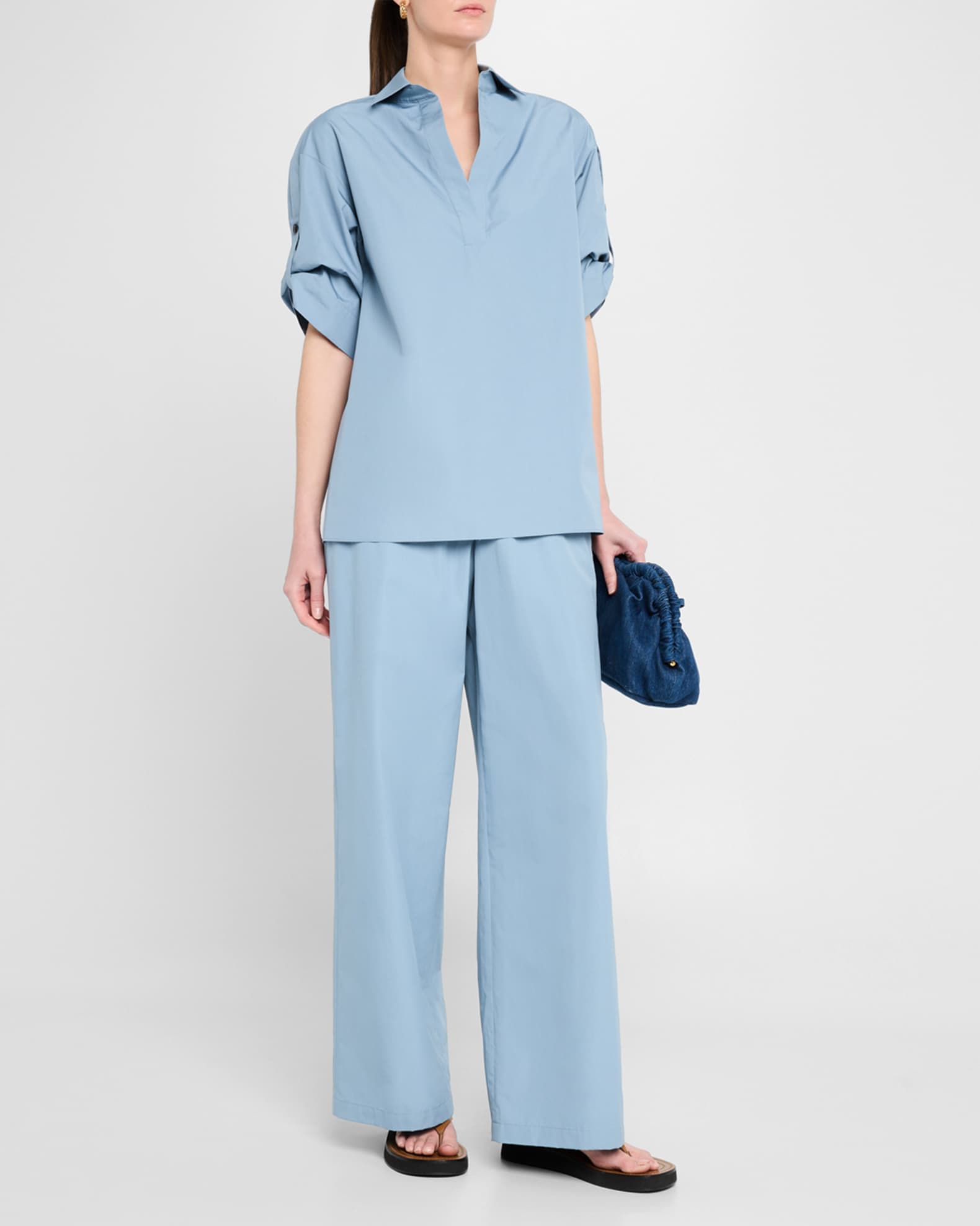 Tab-Sleeve Cotton Shirt 1