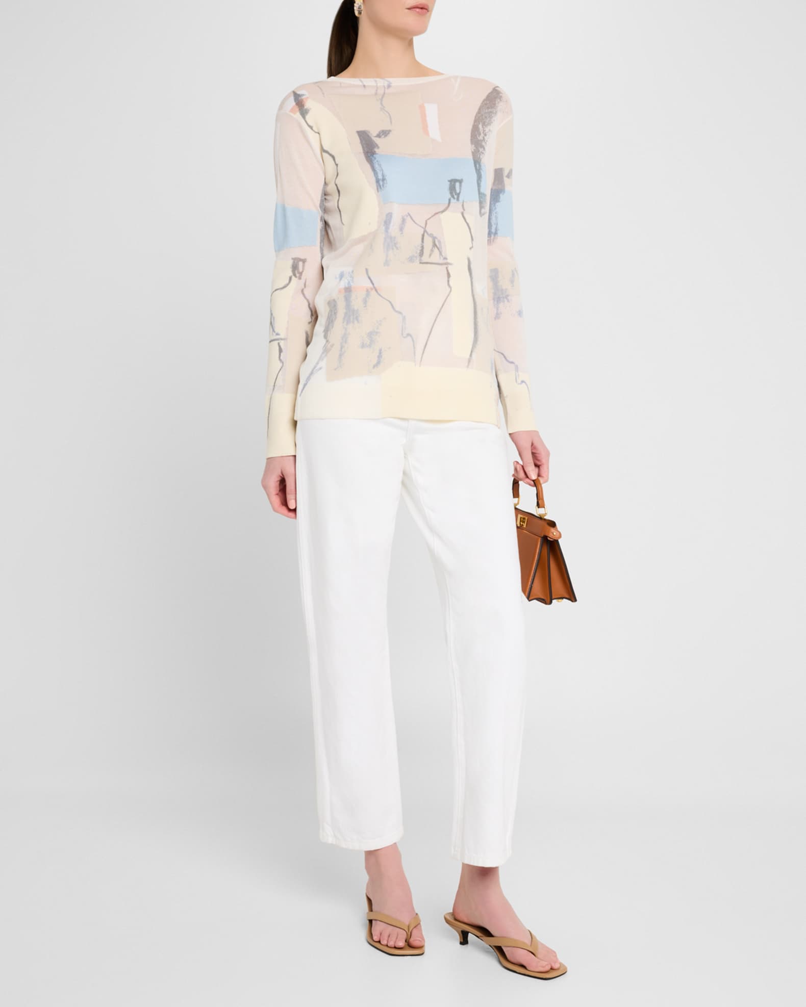 Sketch-Print Intarsia Sweater - Thumbnail 2