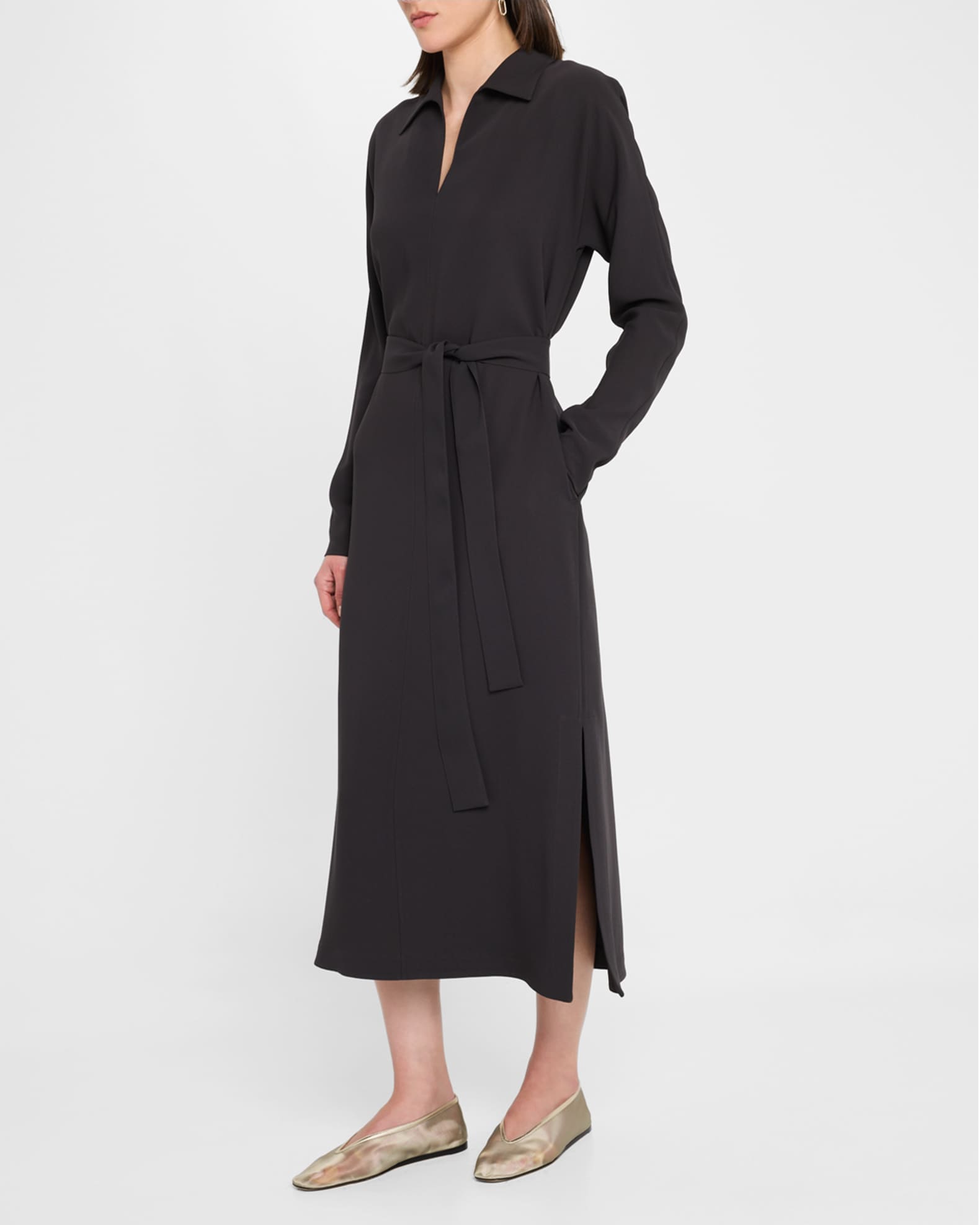 Bonprix Belted Side Slit Midi Dress