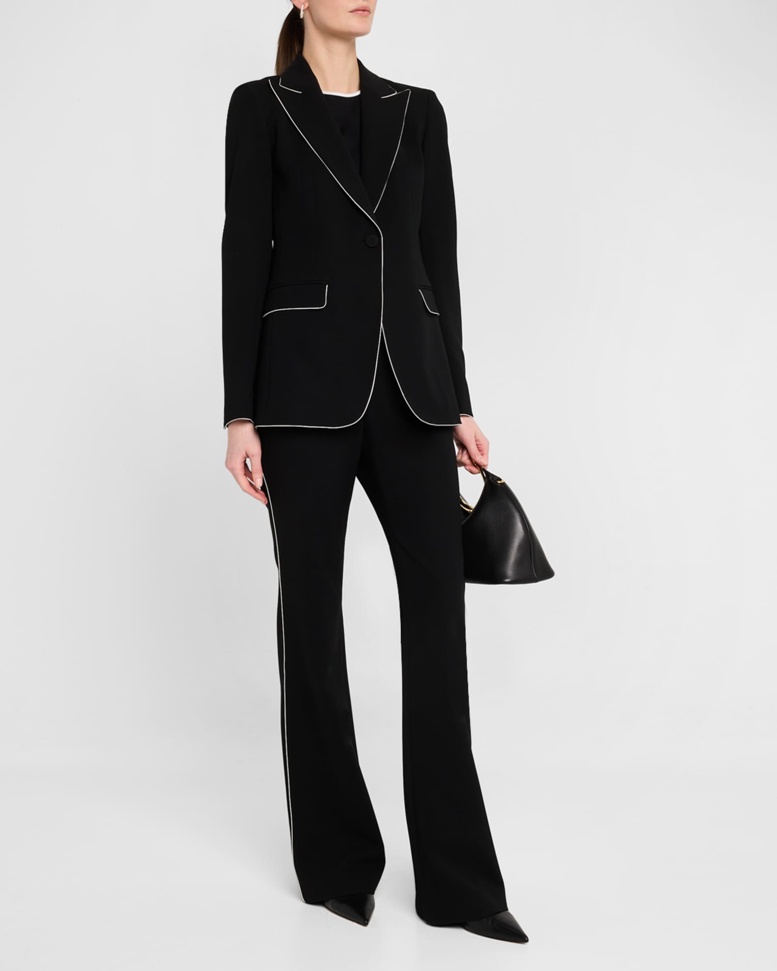 Piped Single-Button Blazer - Thumbnail 2