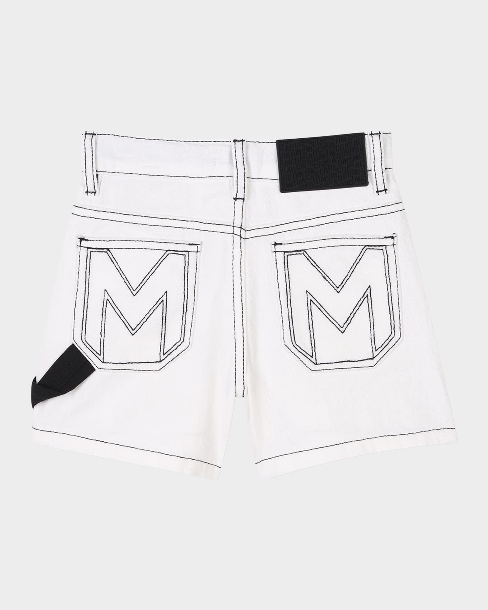 Girl's Contrast-Stitch Cotton Twill Shorts, Size 2-4 1