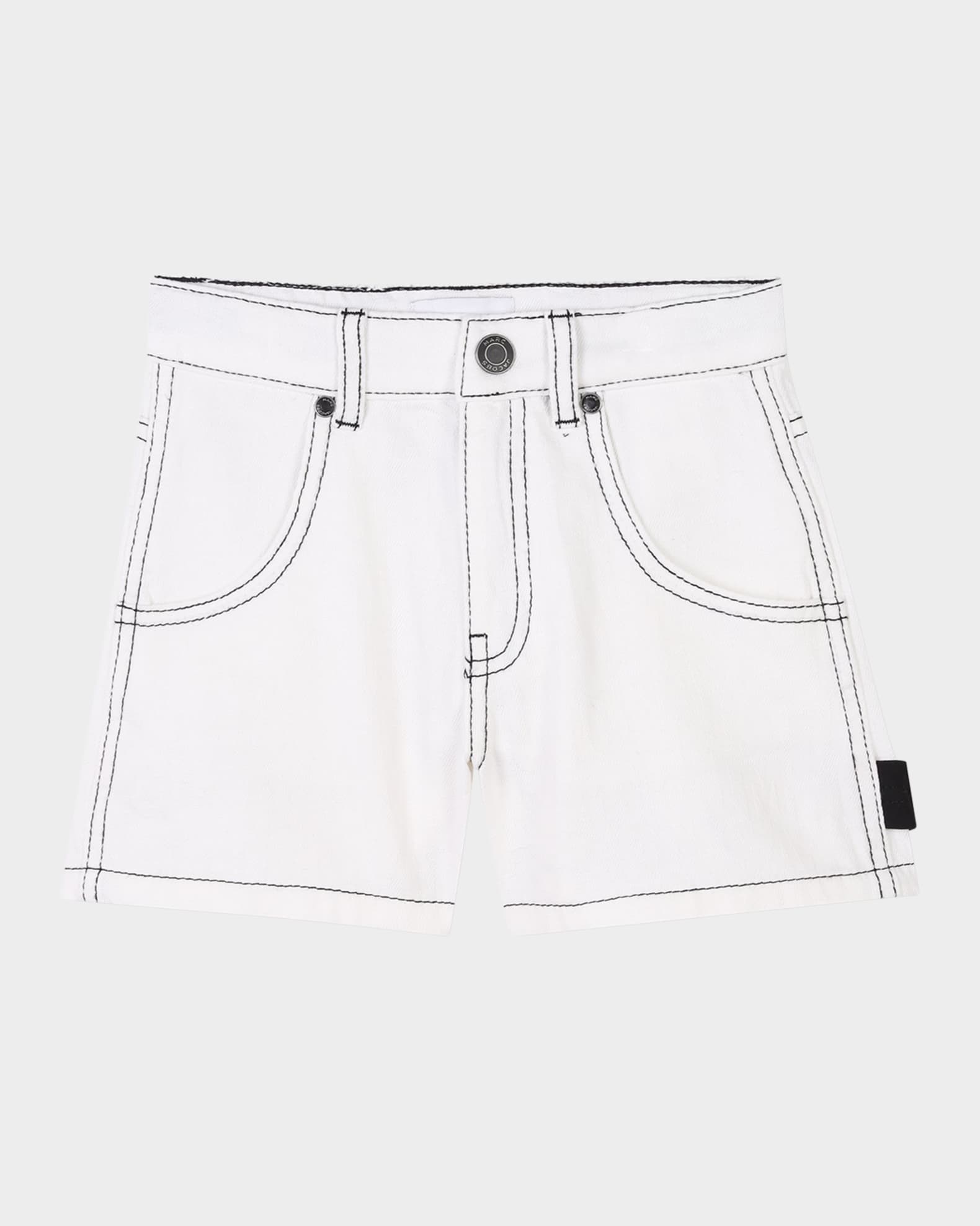 Girl's Contrast-Stitch Cotton Twill Shorts, Size 2-4 0