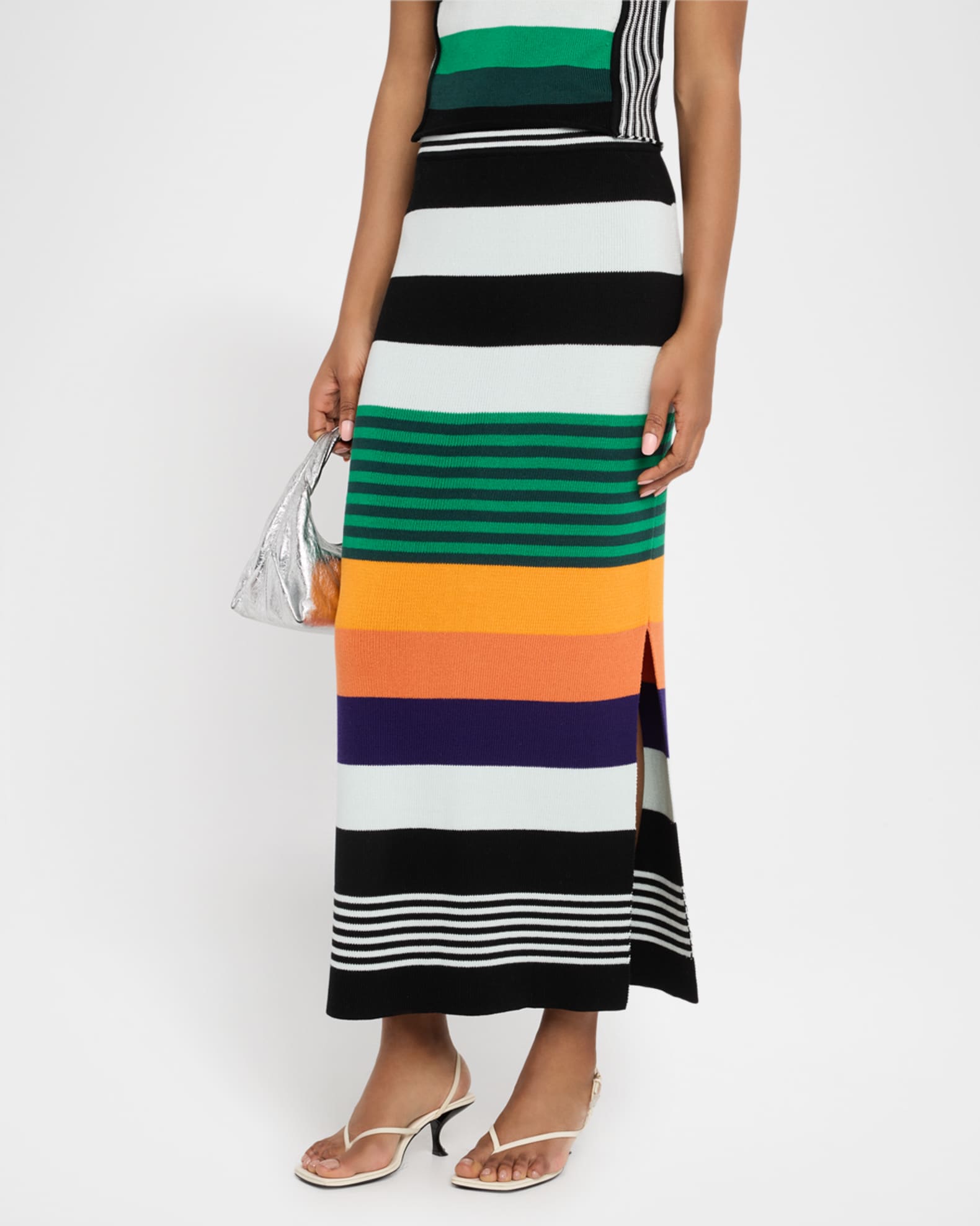 CHRISTOPHER JOHN ROGERS Striped Knit Midi Pencil Skirt
