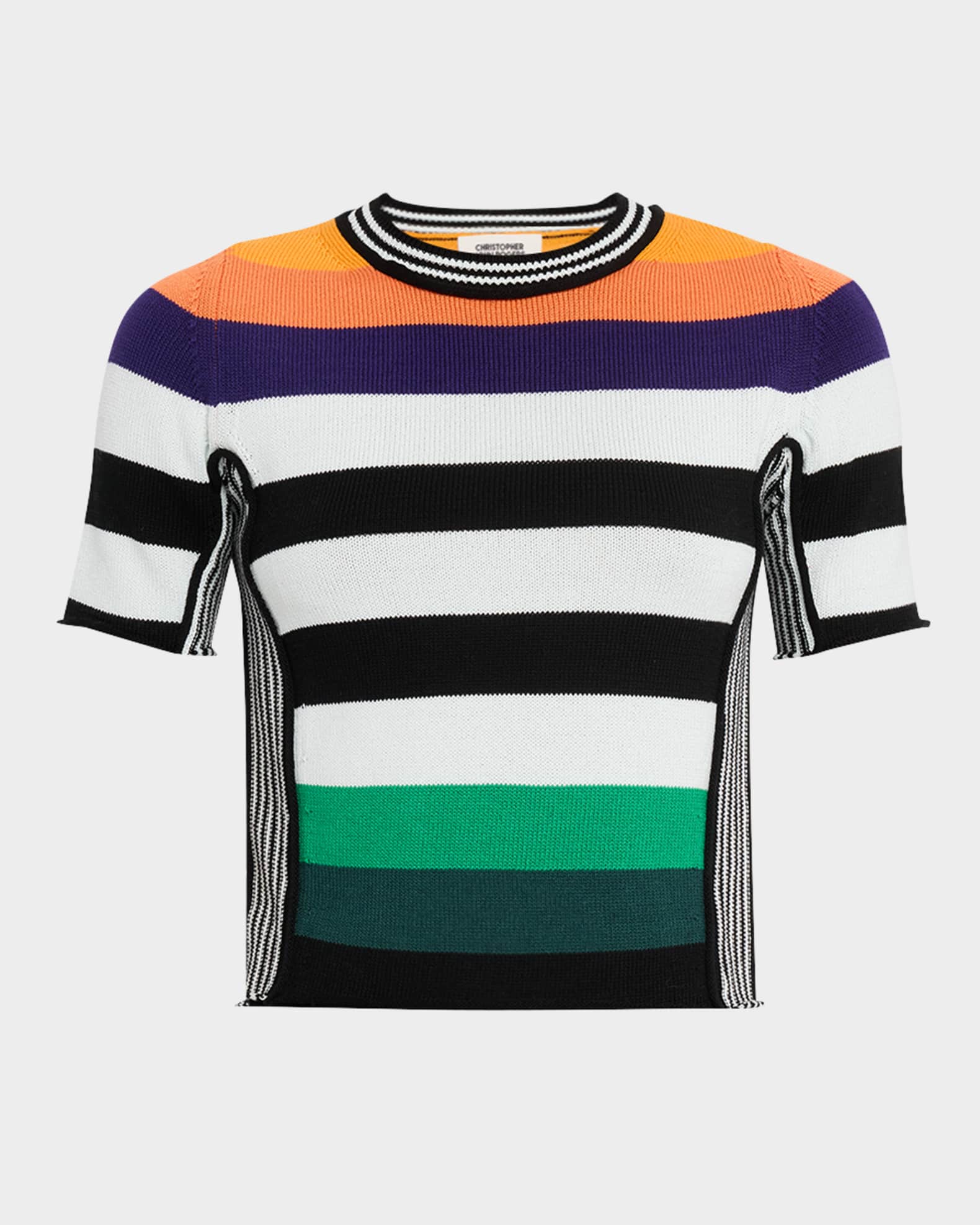 Striped Knit Crop Baby Tee 0