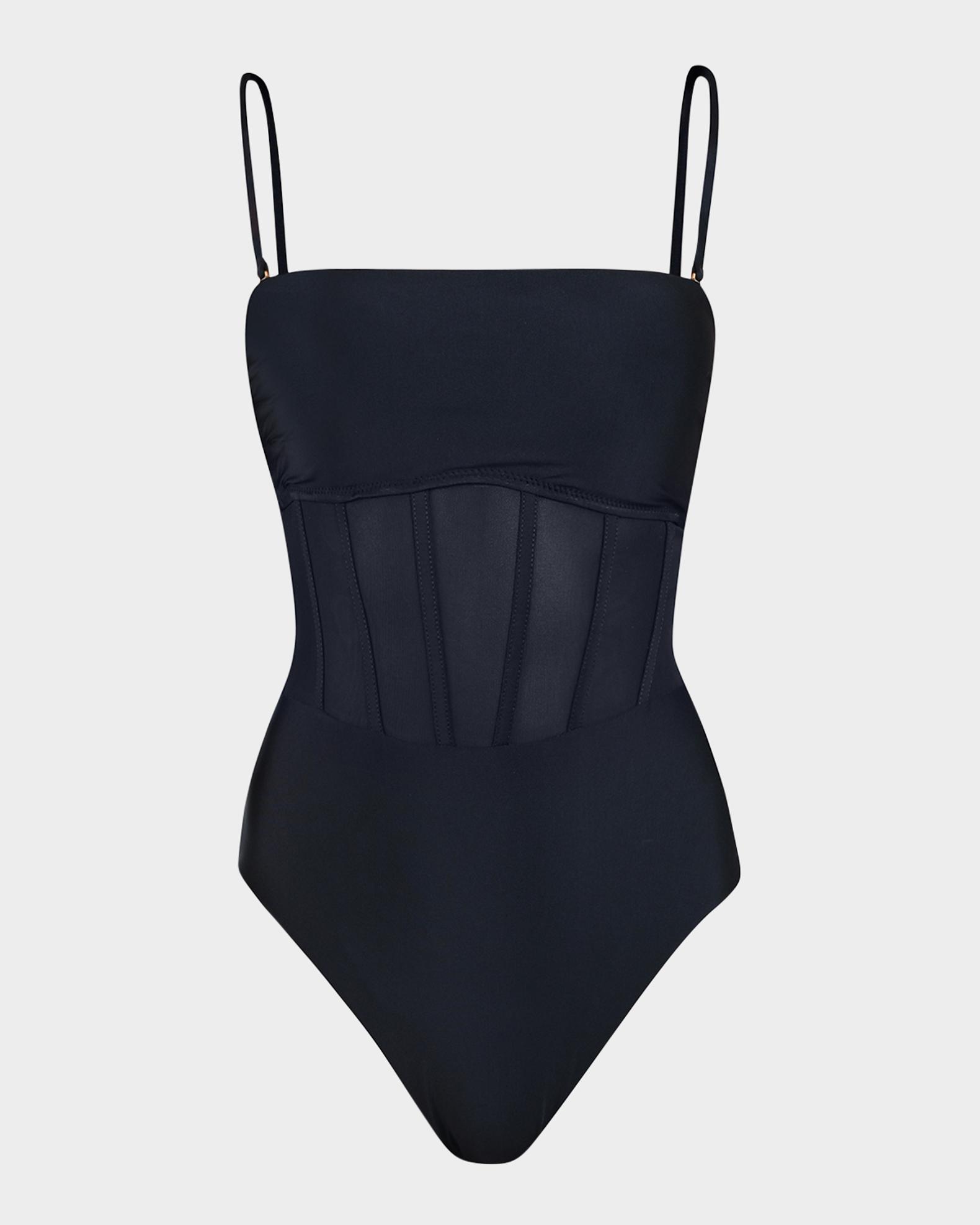 Sunshine 79 Solid Mesh Bandeau One-Piece Swimsuit | Neiman Marcus