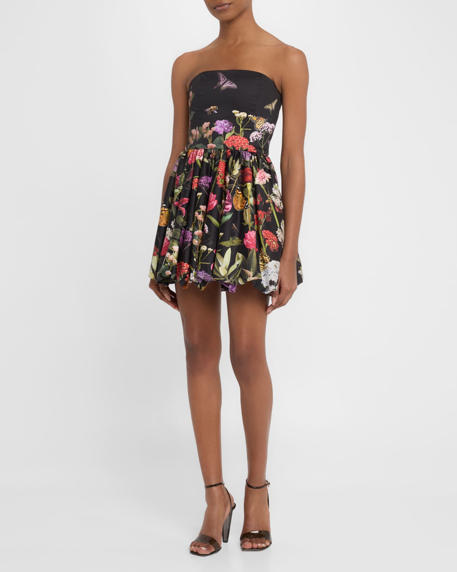 Asha Strapless Structured Bubble-Hem Mini Dress 1