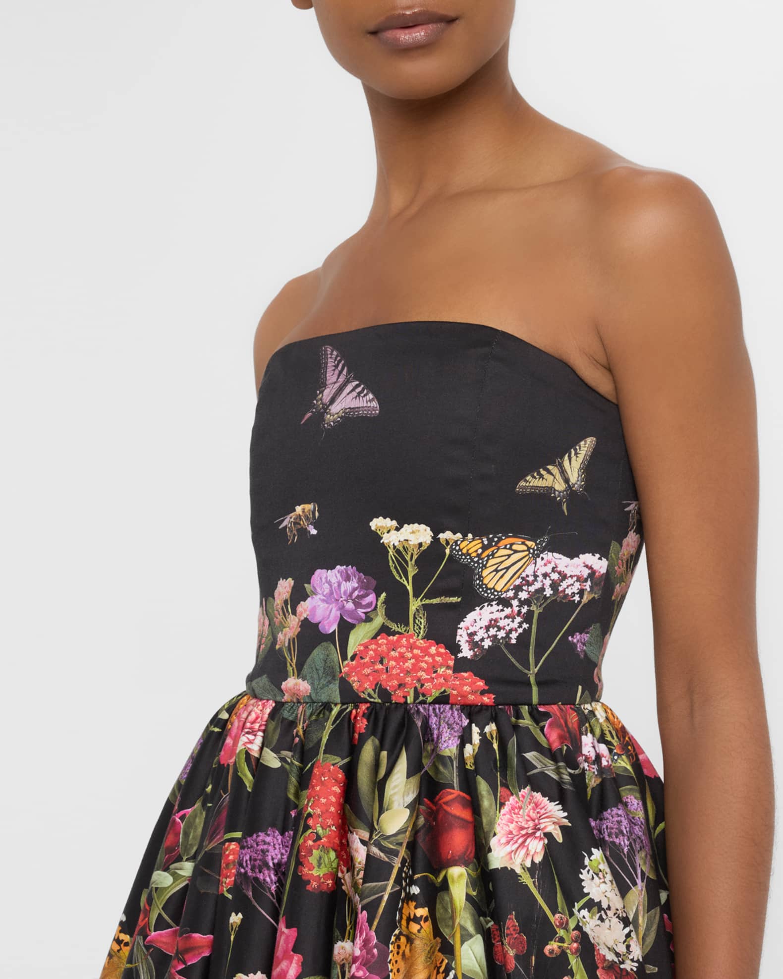Alice + Olivia Asha Strapless Structured Bubble-Hem Mini