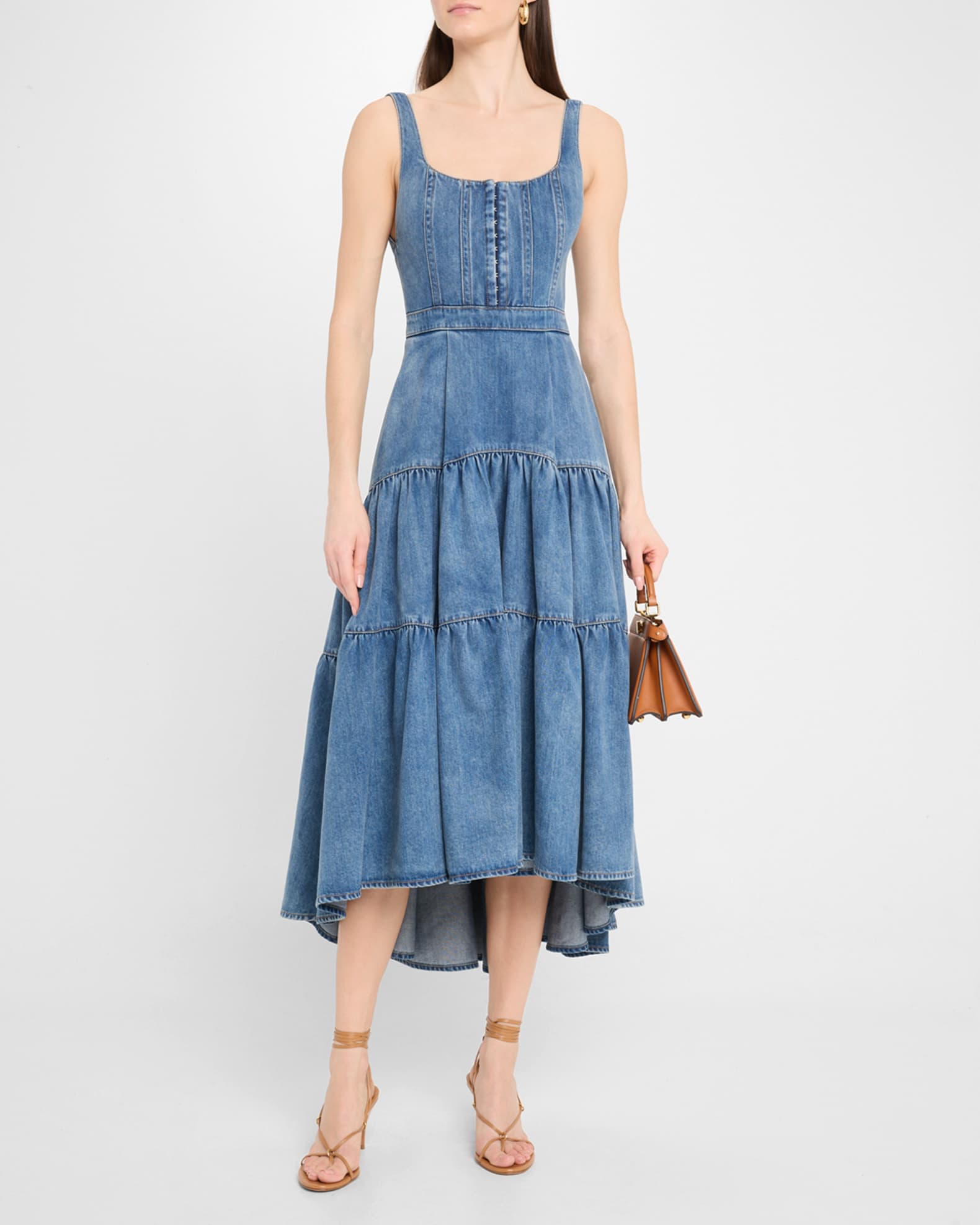 Diana Structured Denim Midi Dress 1