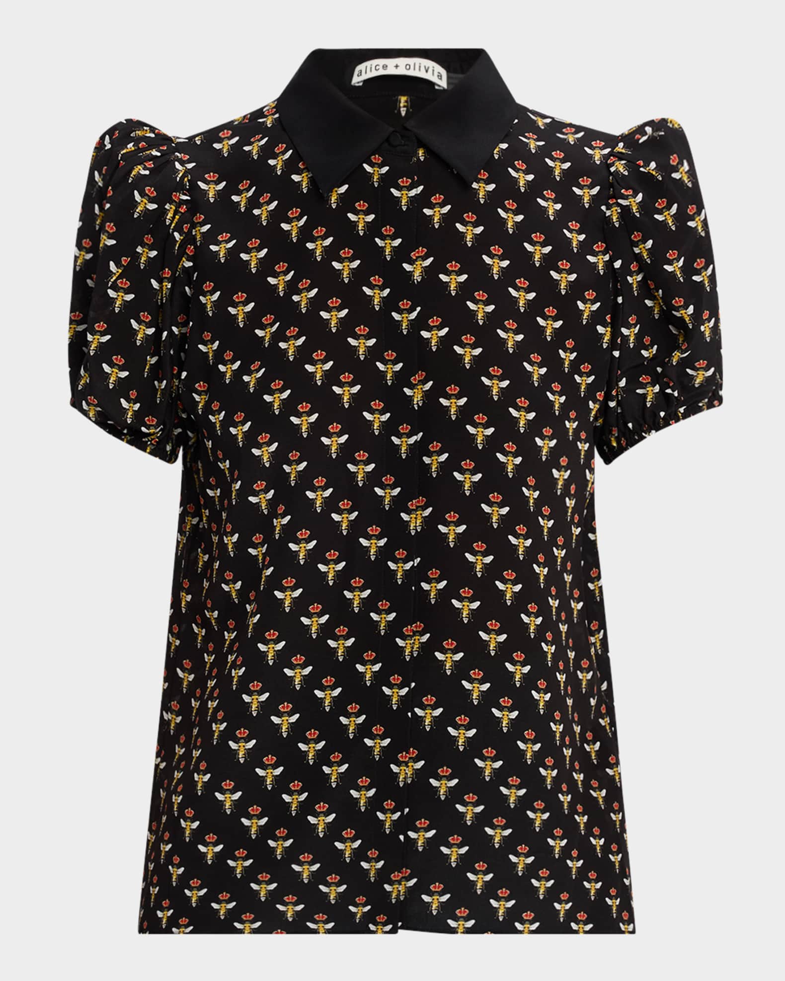 Queen Bee Willa Embroidered Puff-Sleeve Blouse 0