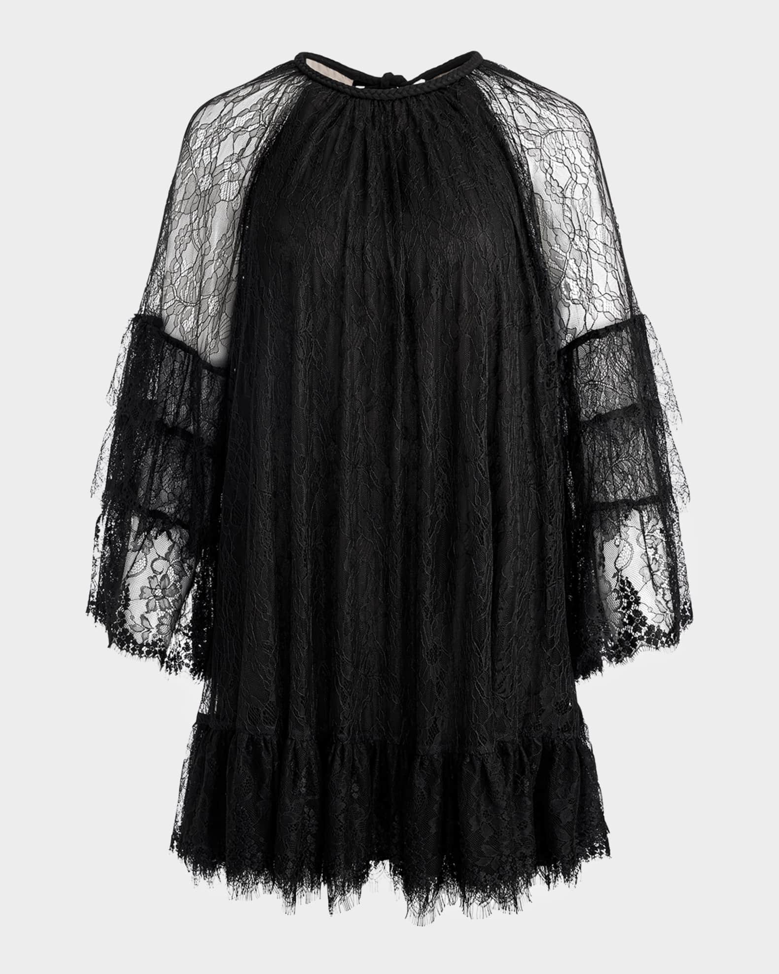 Delia Ruffle Angel-Sleeve Tunic Dress 0
