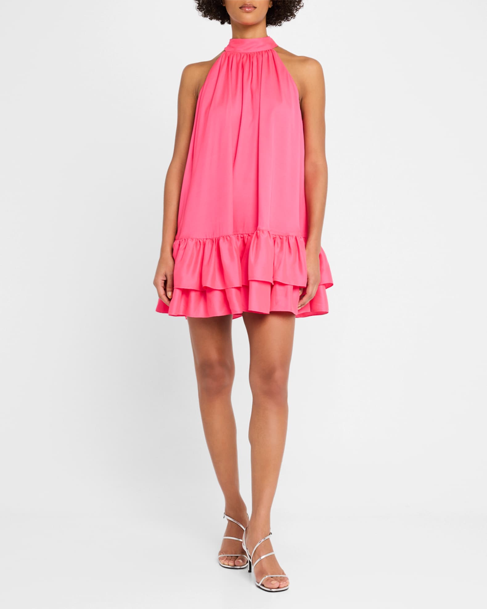 Erna Tie-Neck Halter Mini Dress 1