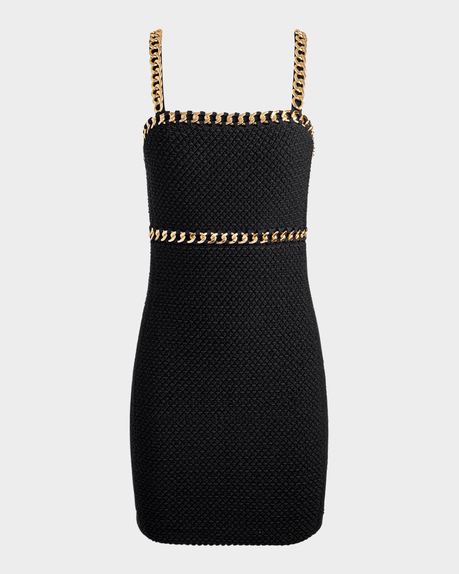 Kelly Chain-Trim Tweed Mini Dress  0