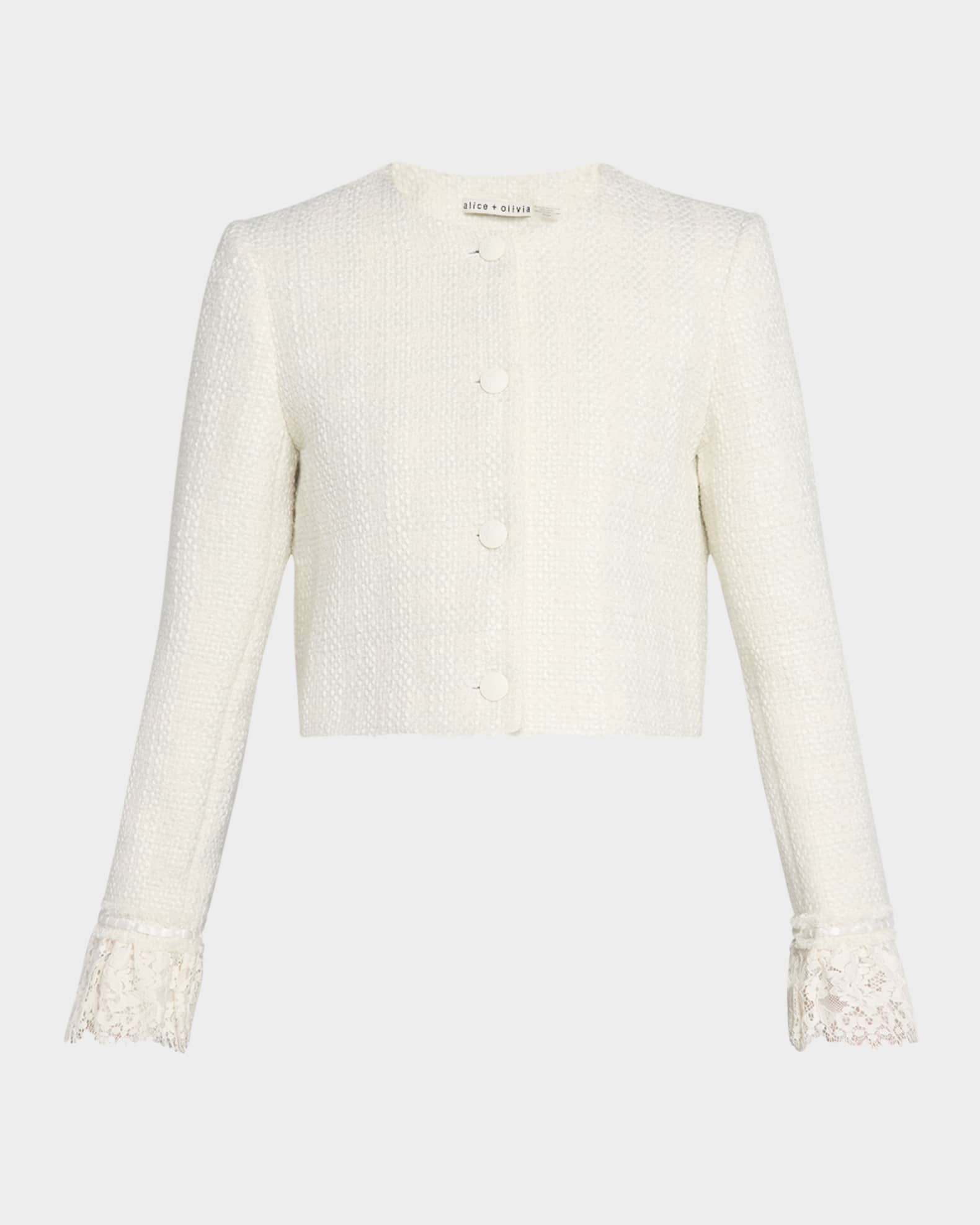 Alice + Olivia Millie Ruffle-Sleeve Box Jacket | Neiman Marcus