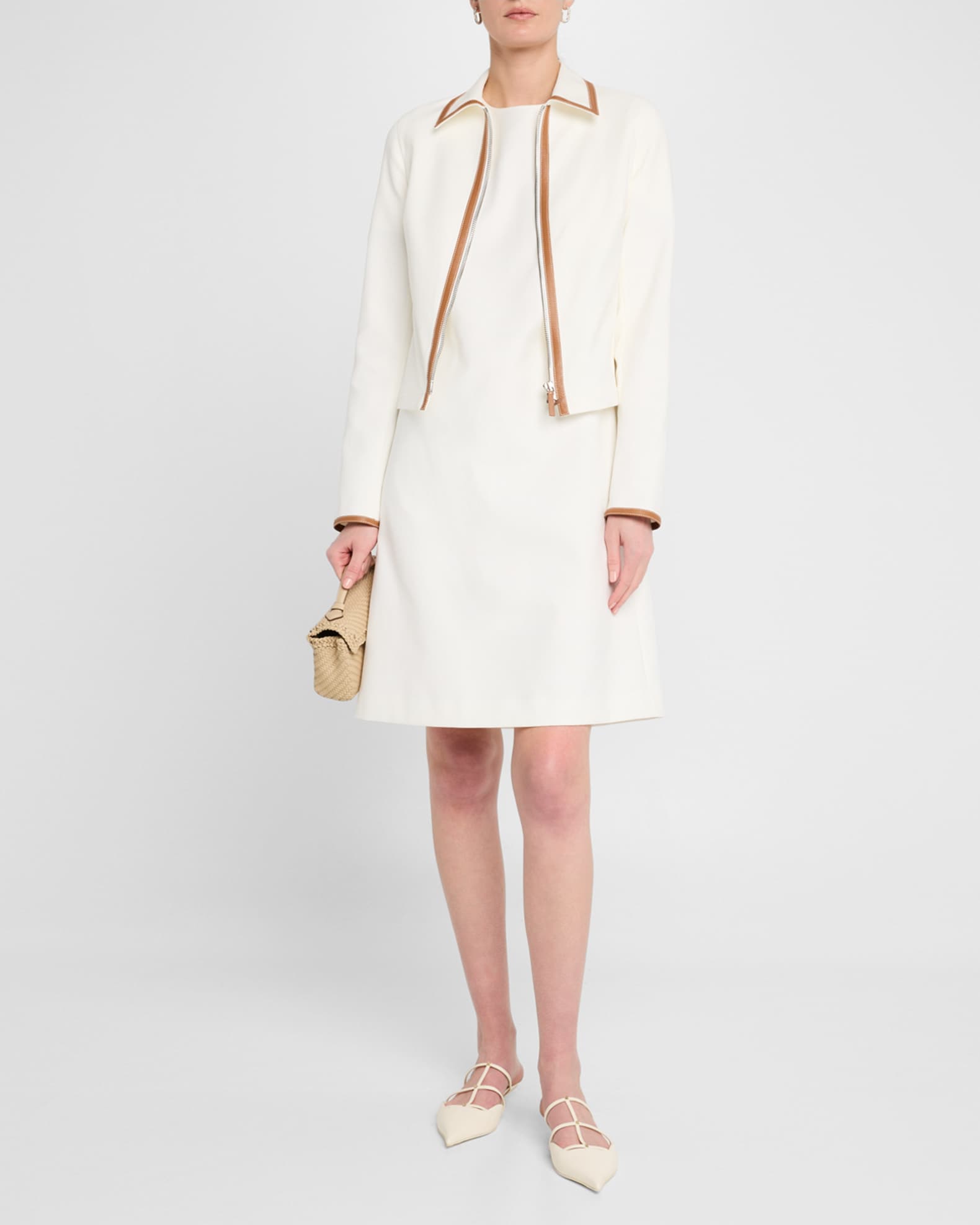 Leather-Trim Cotton Jacket 1