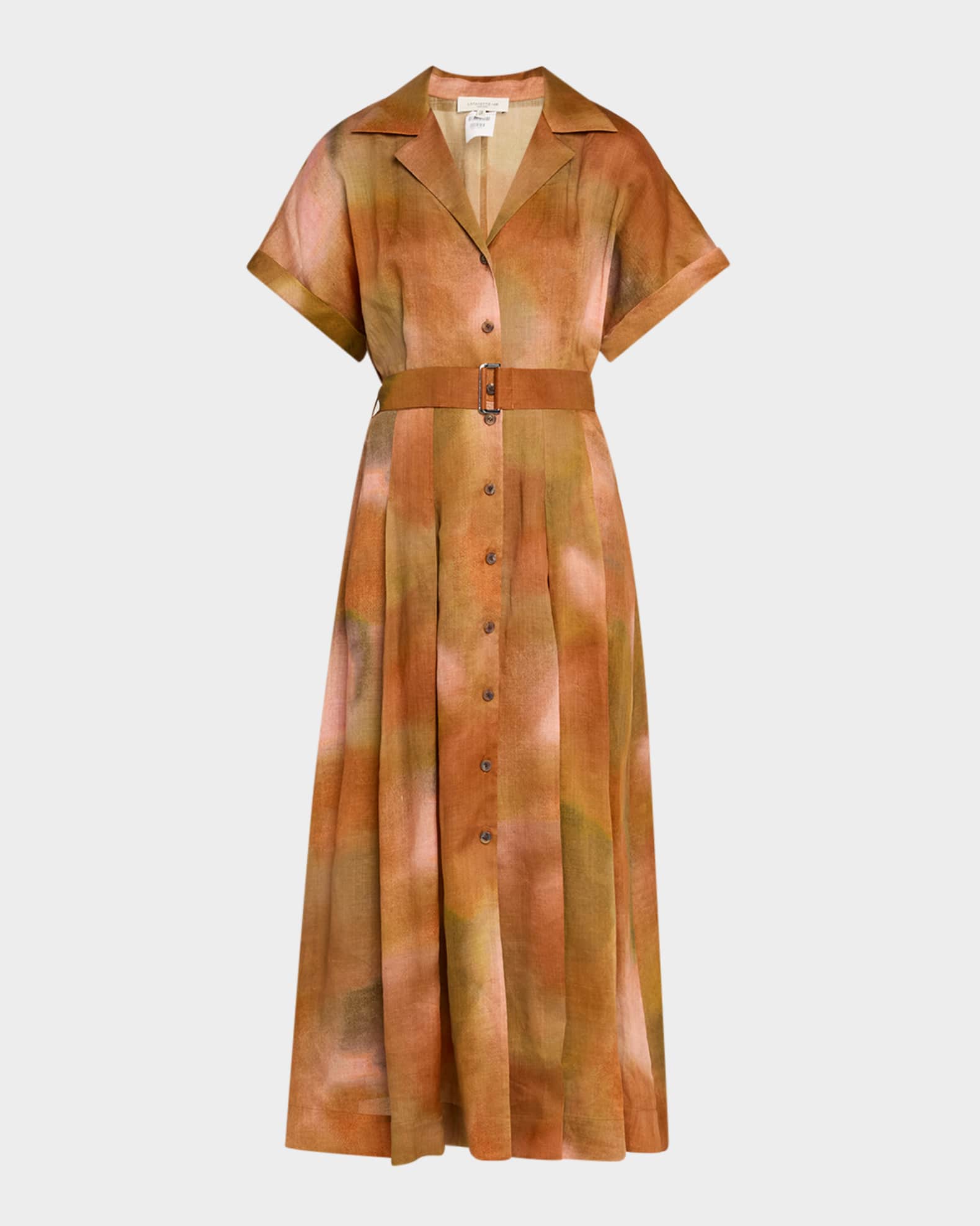 Belted Notched-Lapel Midi Shirtdress 0