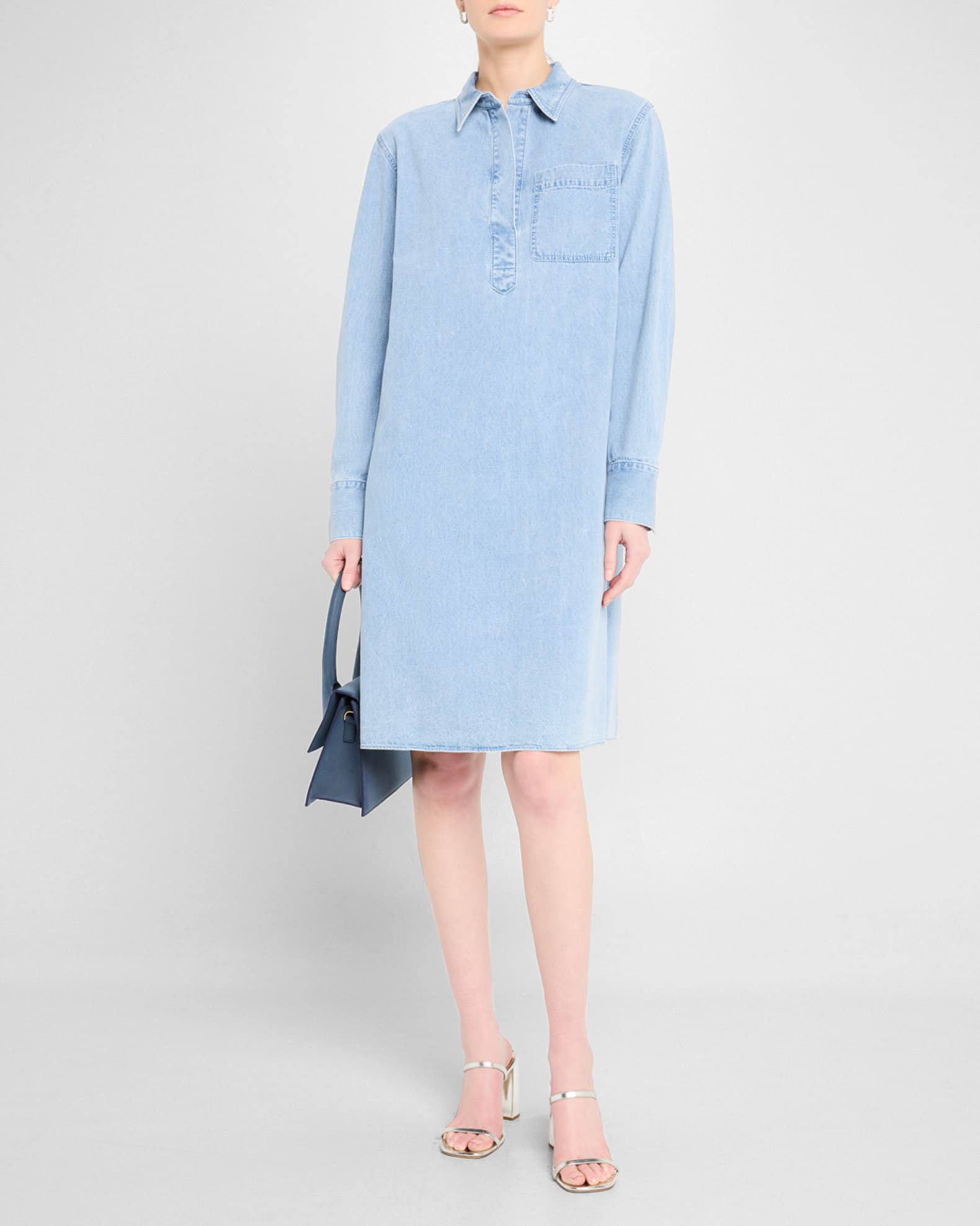 Patch Pocket Denim Popover Shirtdress 1