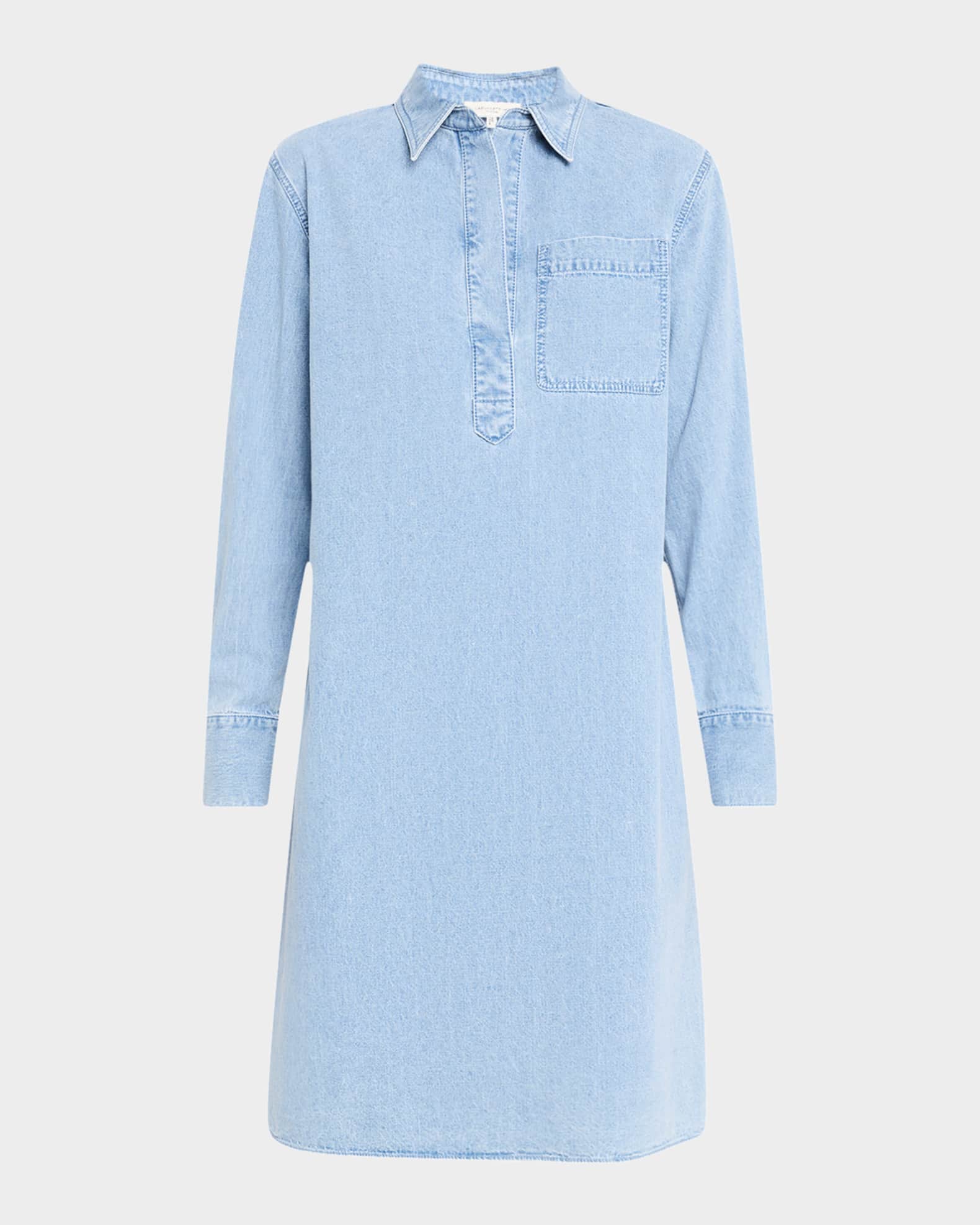 Patch Pocket Denim Popover Shirtdress 0