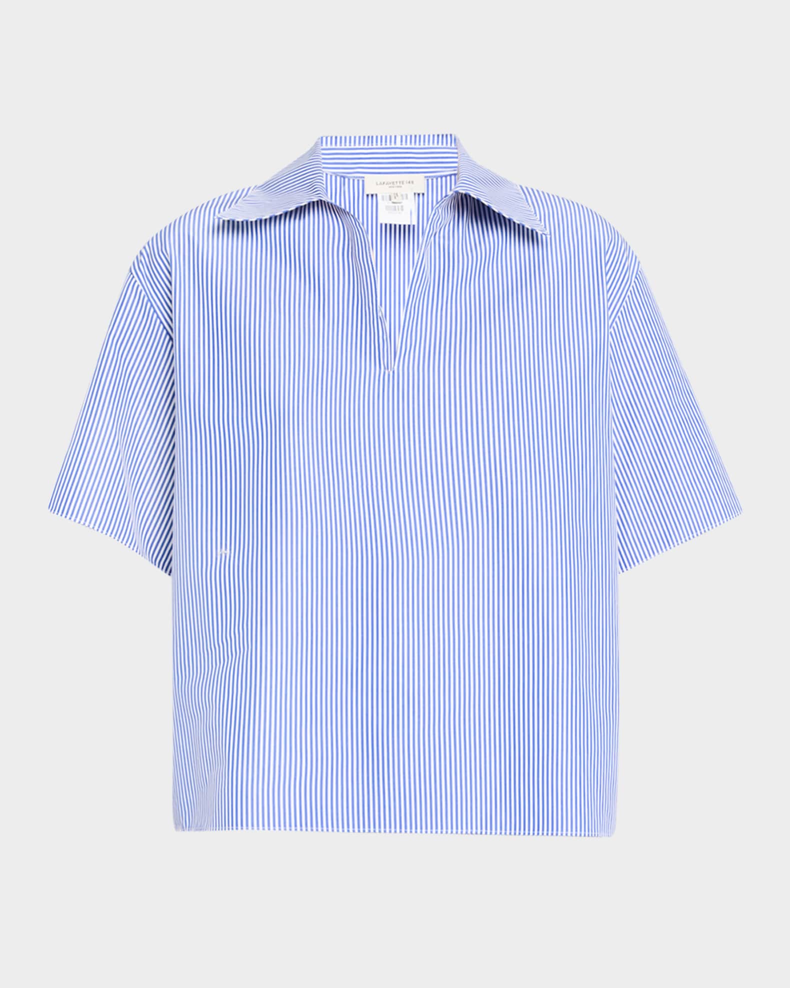 Striped Point-Collar Popover Blouse 0