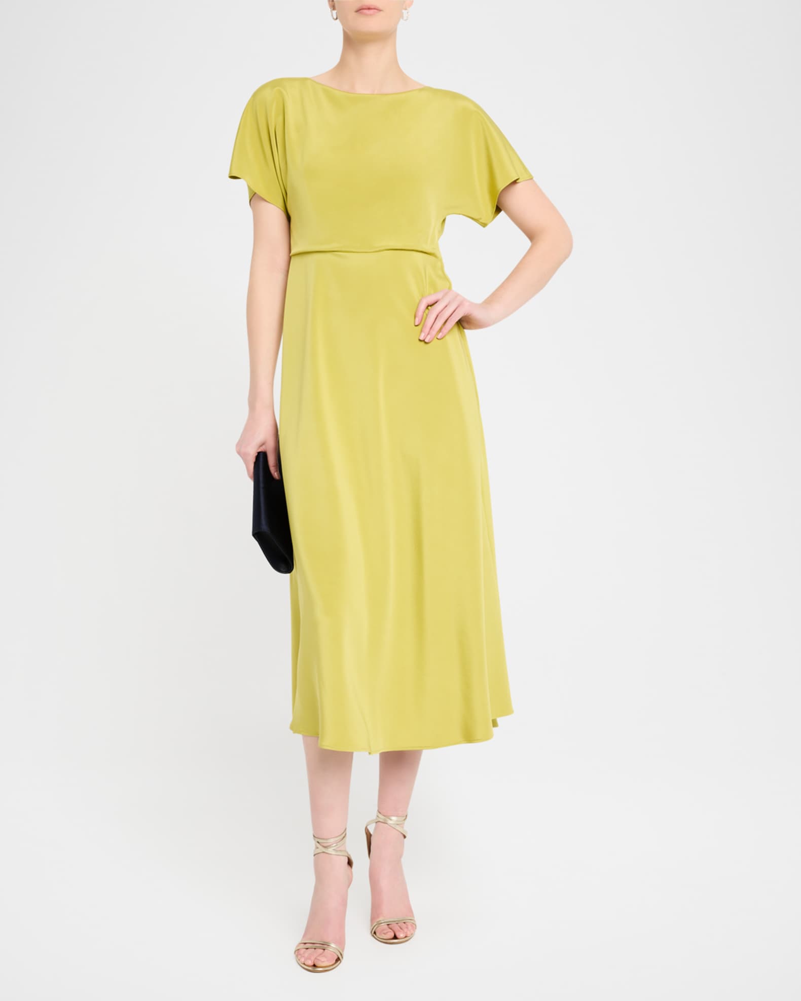 Solid Satin Midi Dress  1