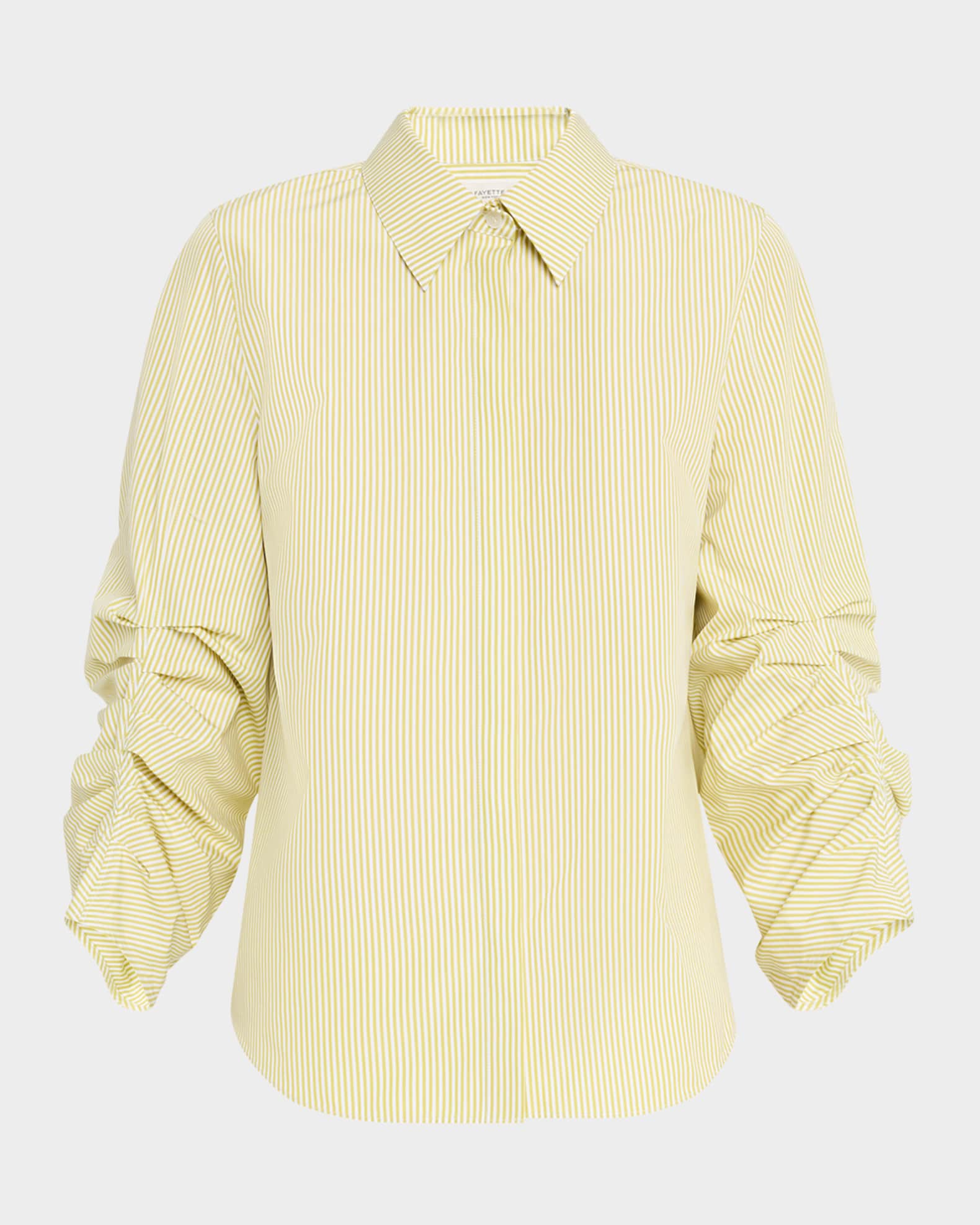 Ruched-Sleeve Button-Down Shirt 0