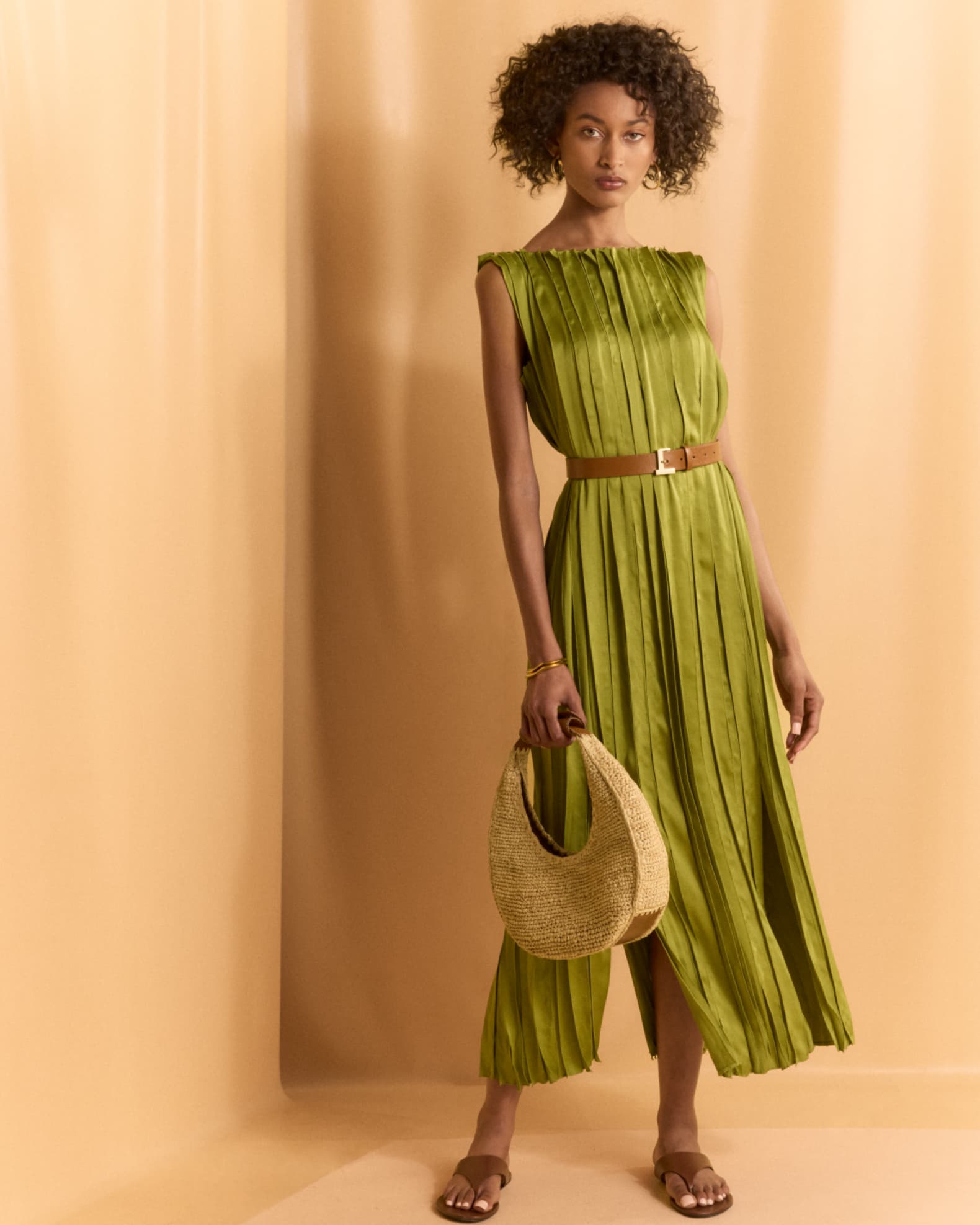 Sleeveless Slit-Hem Midi Dress