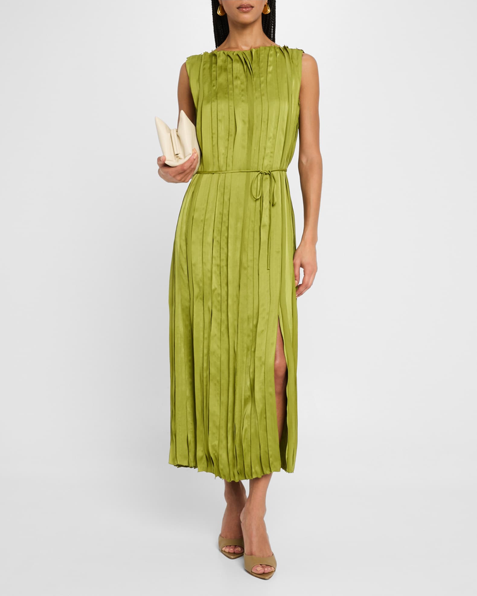 Sleeveless Slit-Hem Midi Dress
