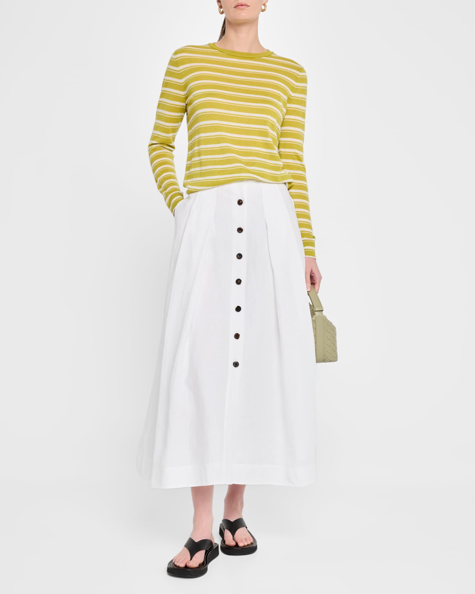 Striped Crewneck Silk-Linen Sweater - Thumbnail 2