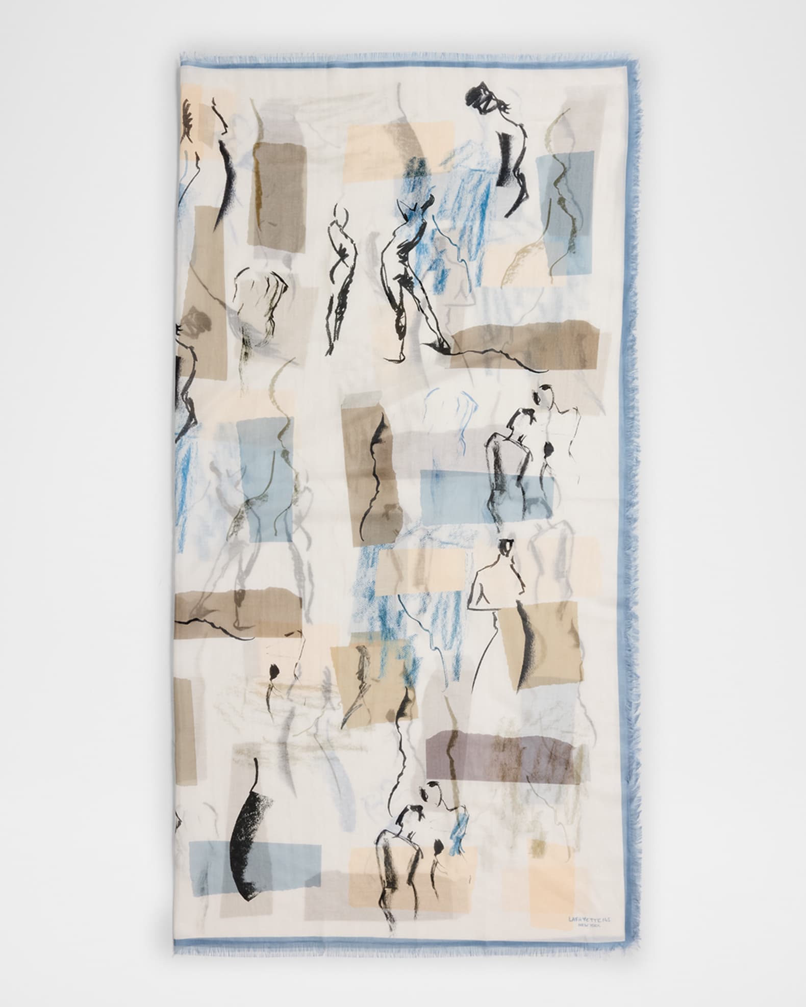 Fringed Sketchbook-Print Square Scarf 0