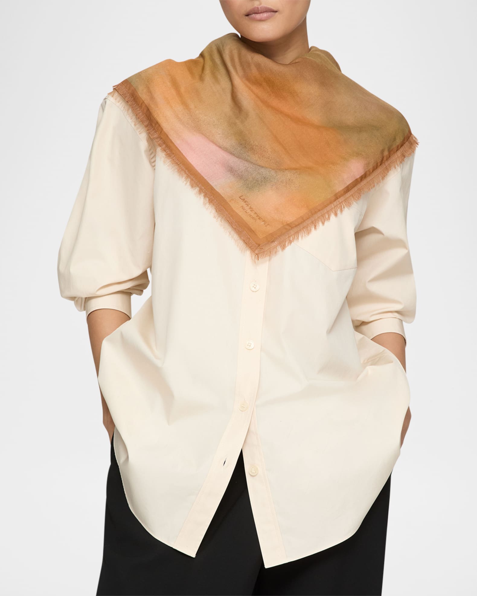 Mottled Square Cotton-Silk Scarf - Thumbnail 2
