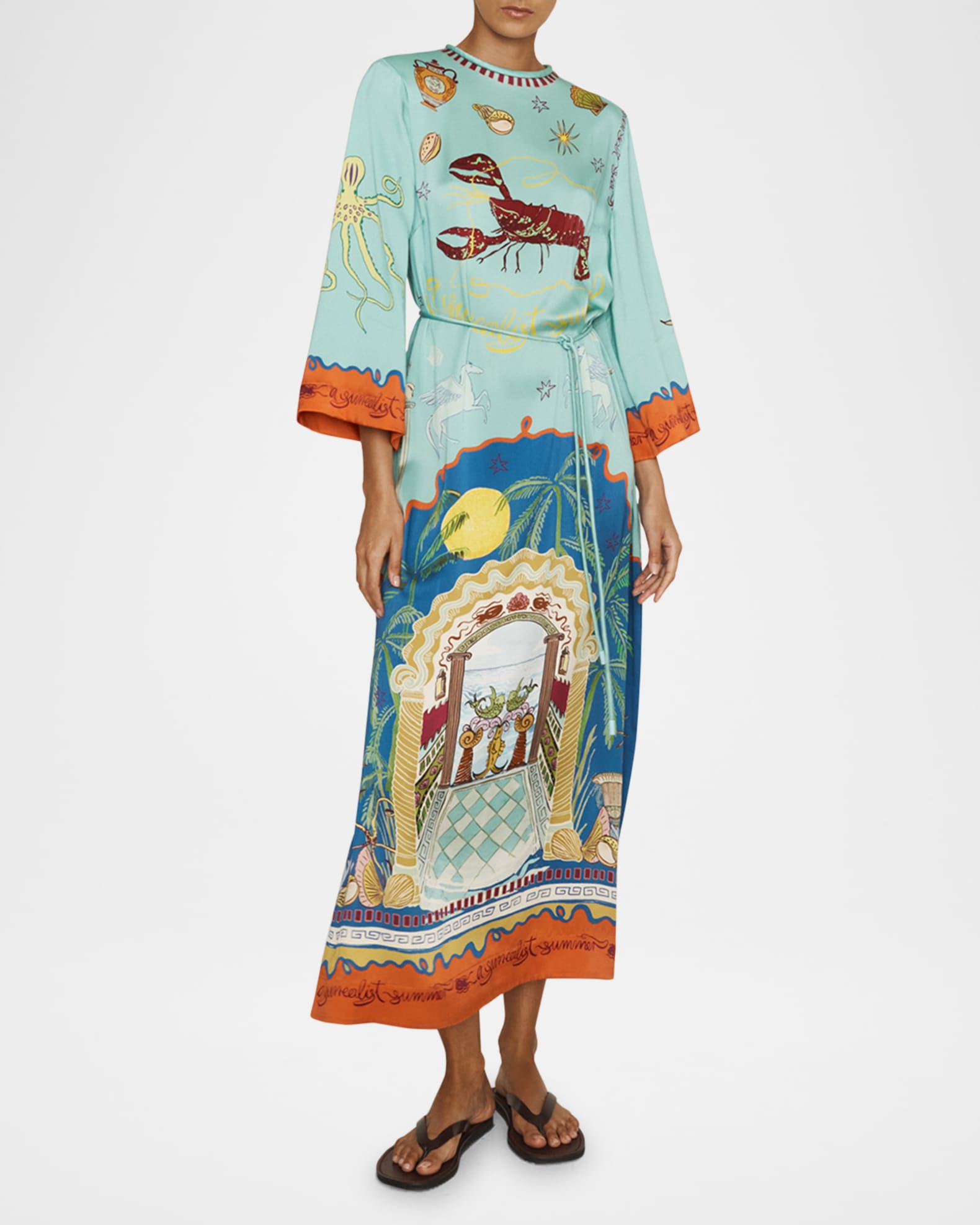 Surrealist Summer Midi Silk Dress 1