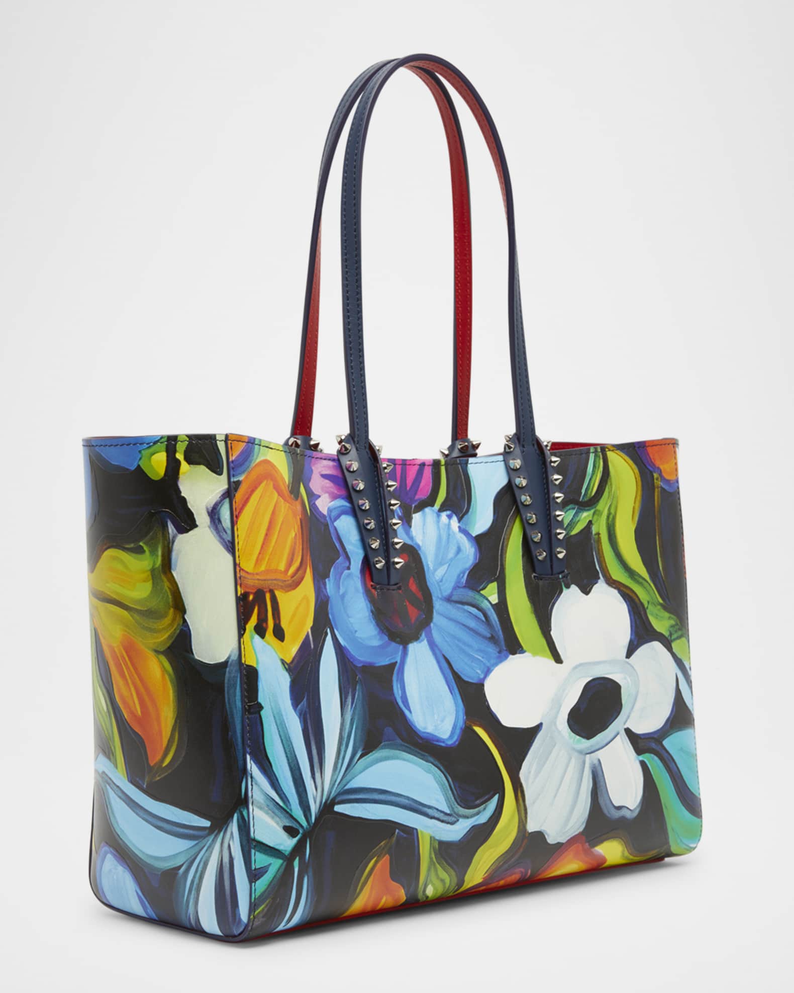 Cabata Small Tote Bag in Flower-Print Leather 1